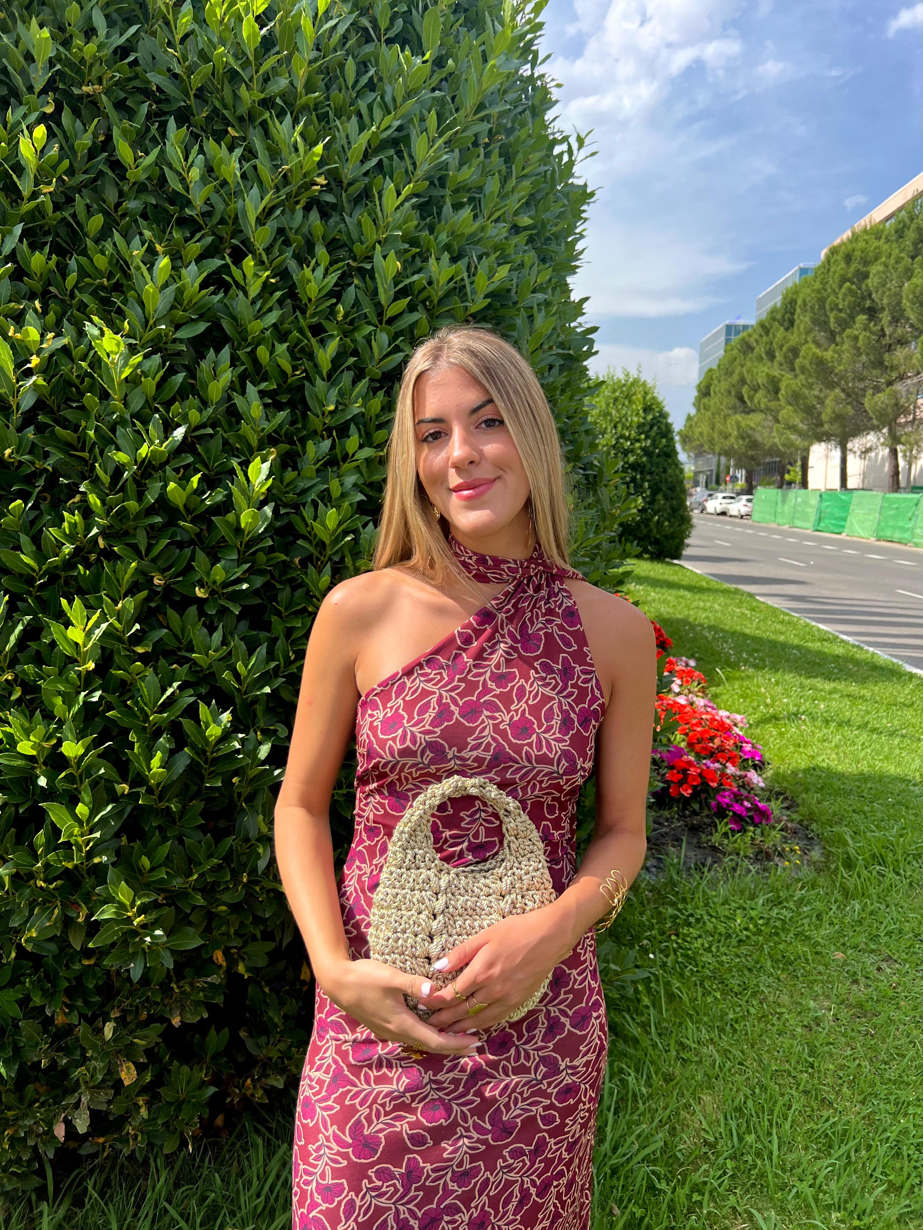 Bolso de Mano Kabosio Luna Metalizado Crochet Oro