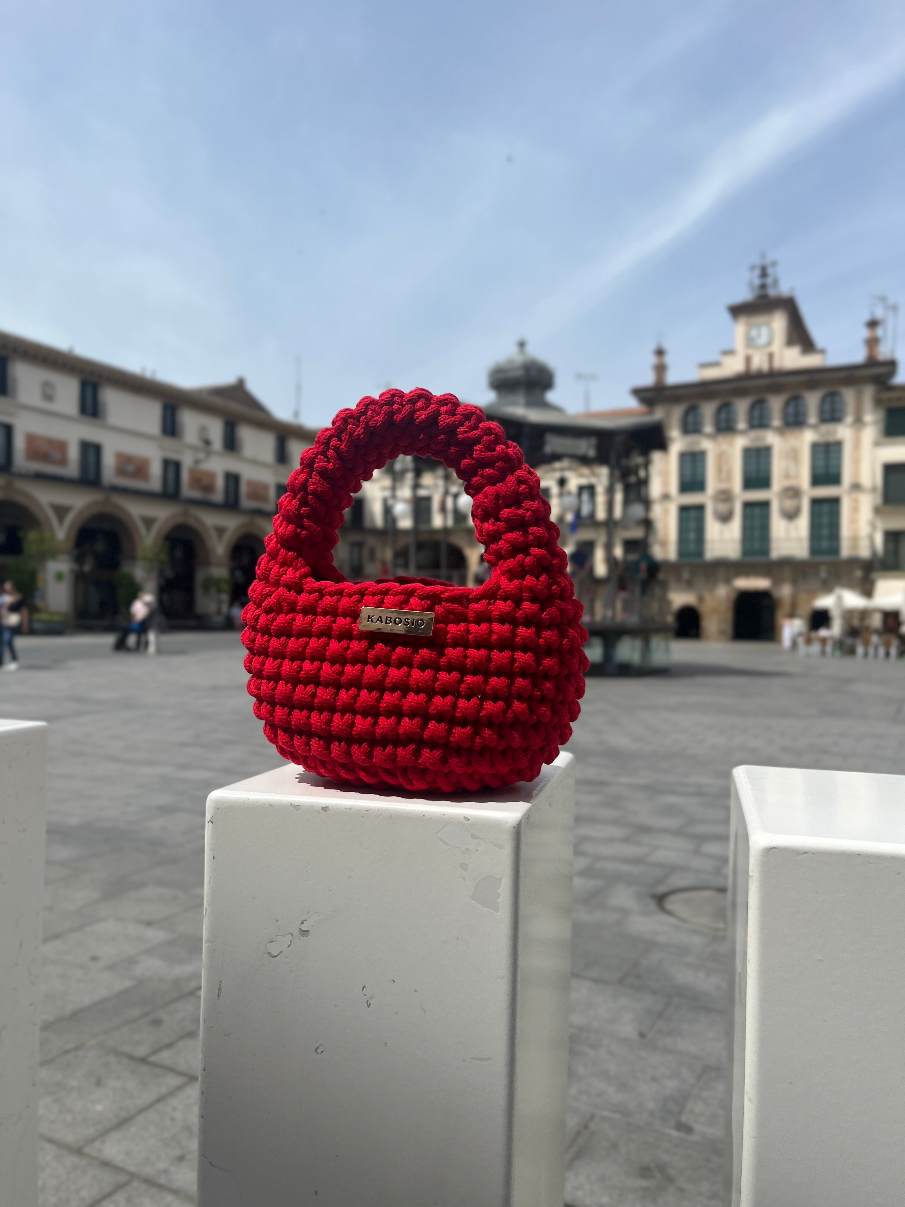 Bolso de Mano Kabosio Coco Crochet Rojo