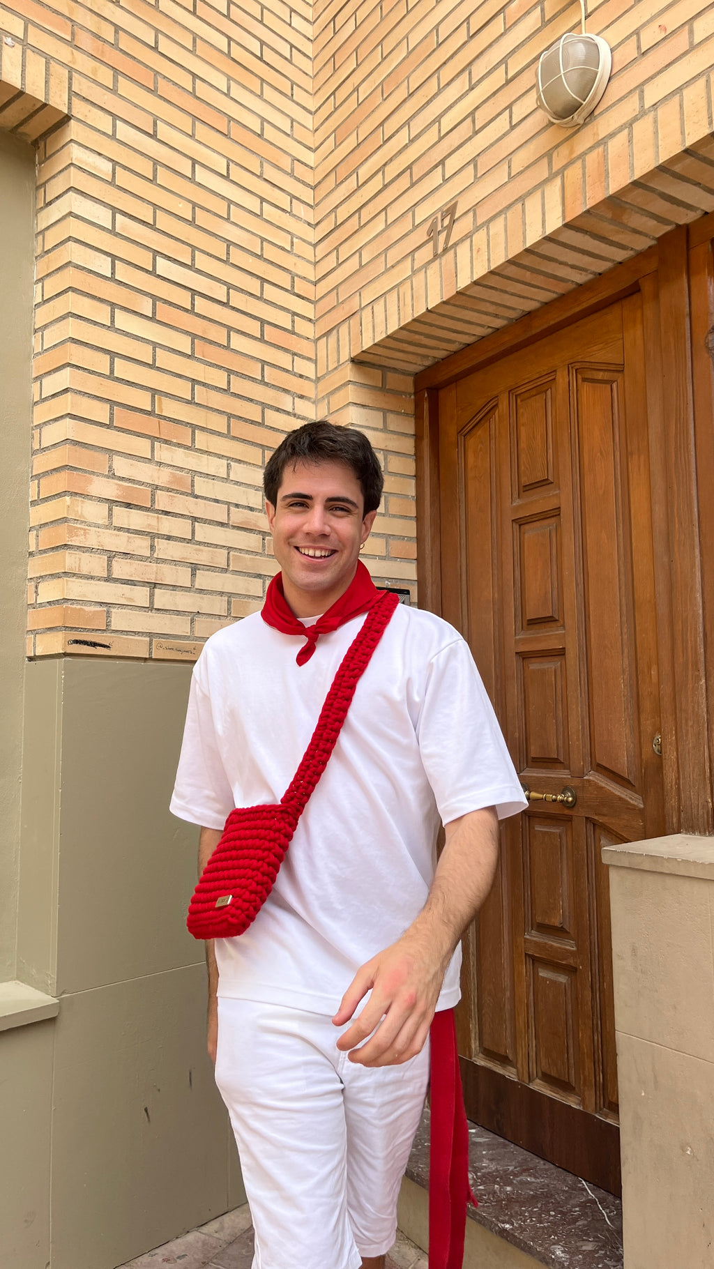 Bolso Hombro y Bandolera Kabosio Original Crochet Rojo