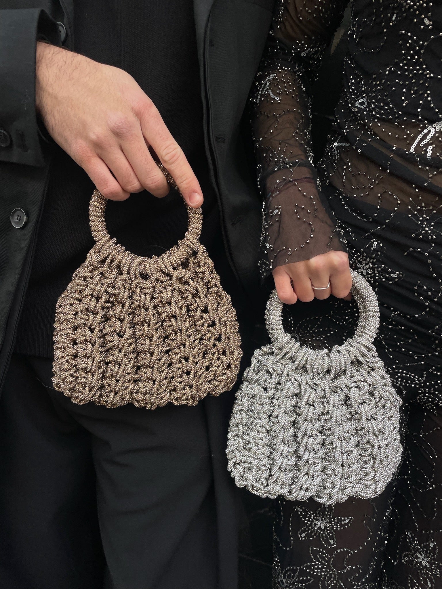 Bolso de Fiesta Kabosio Aura Crochet Plata