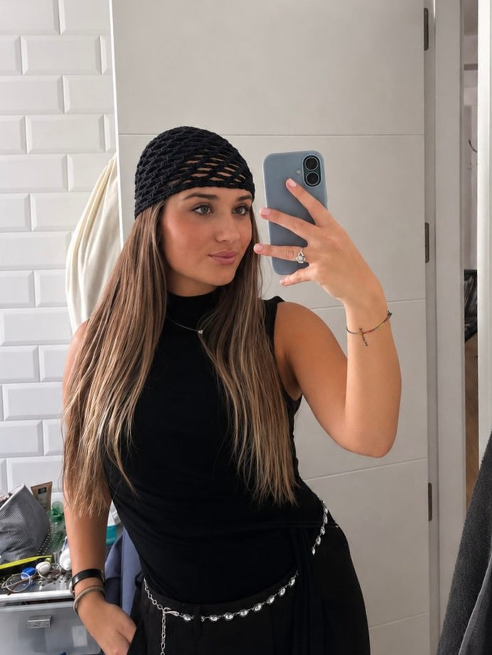 Casquete Mesh Hat de Crochet Negro