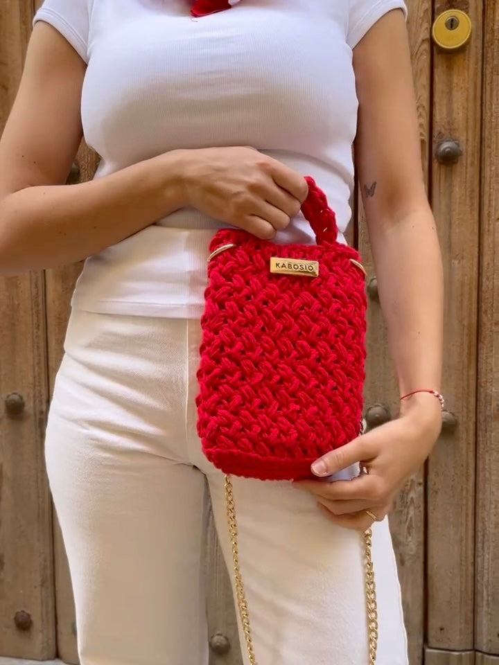 Bolso Bandolera Kabosio Hobo Crochet Rojo