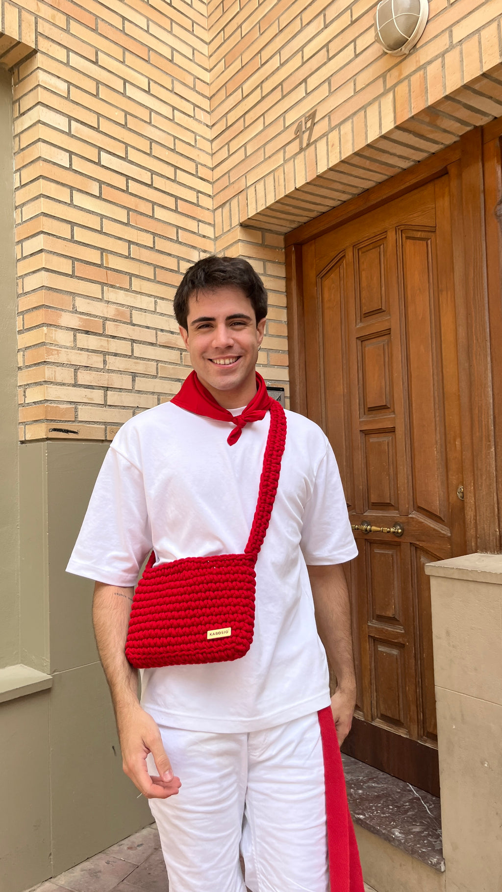 Bolso Hombro y Bandolera Kabosio Original Crochet Rojo