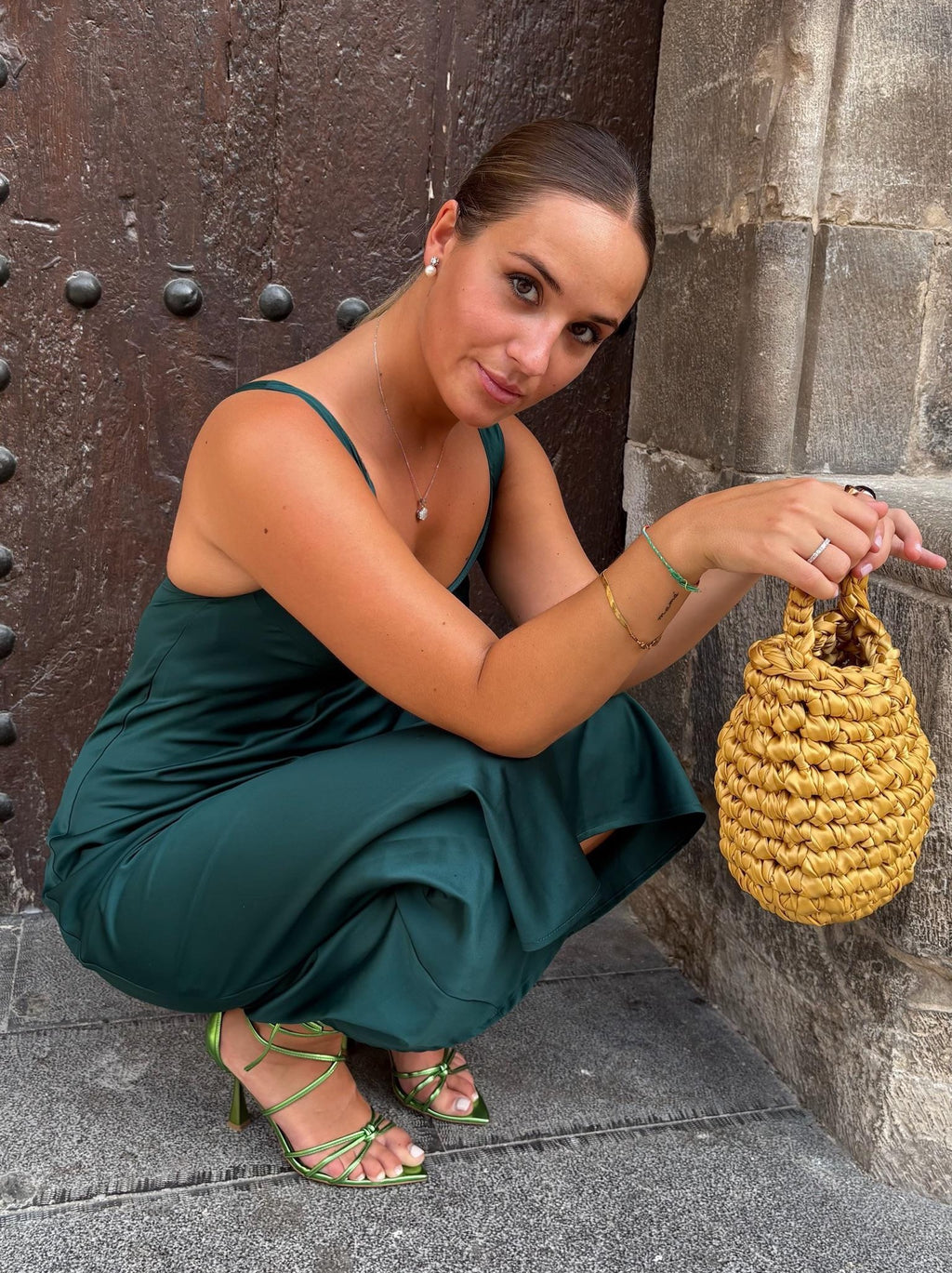 Bolso de Mano Kabosio Perla Crochet Oro