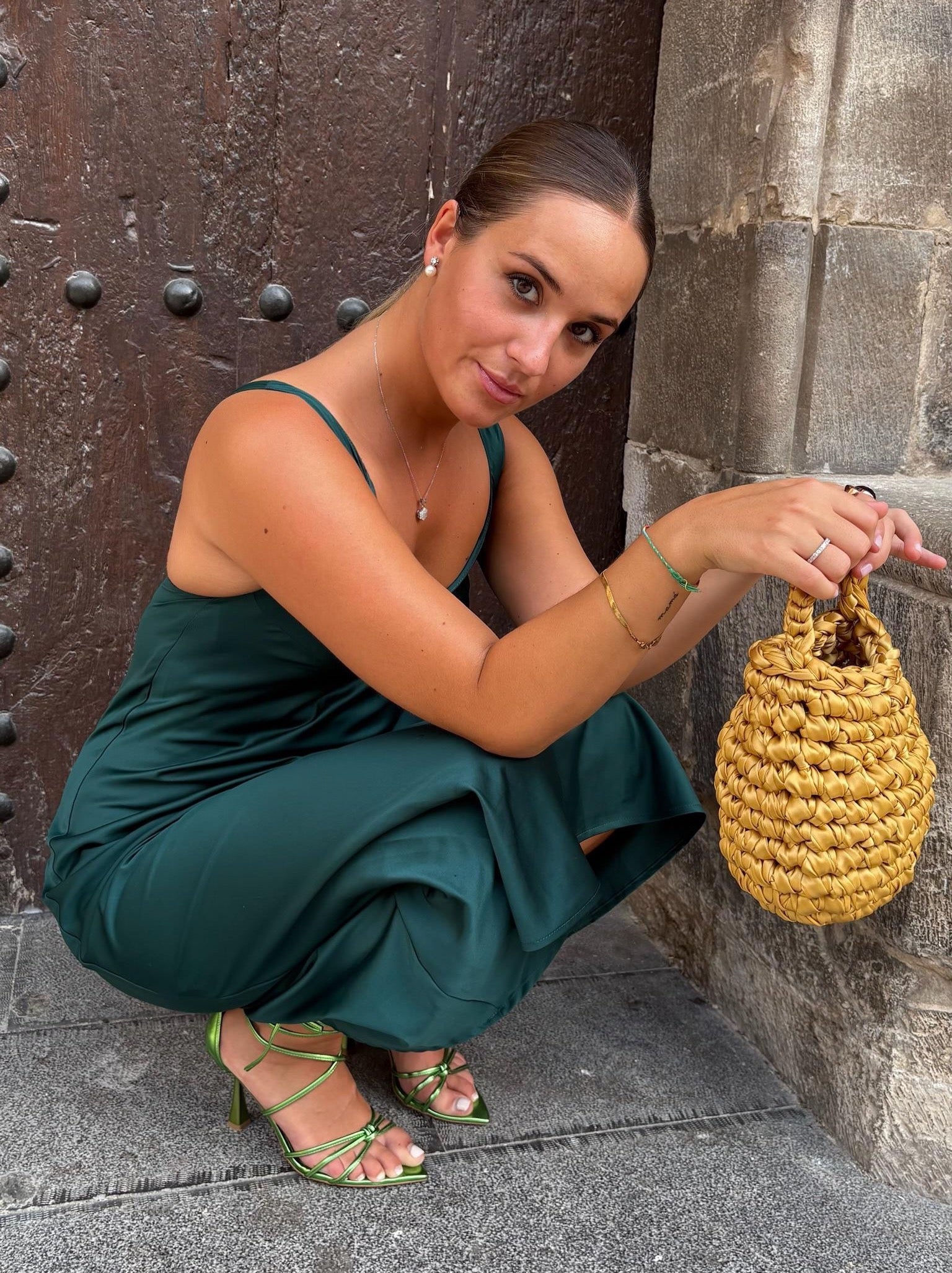 Bolso de Mano Kabosio Perla Crochet Oro