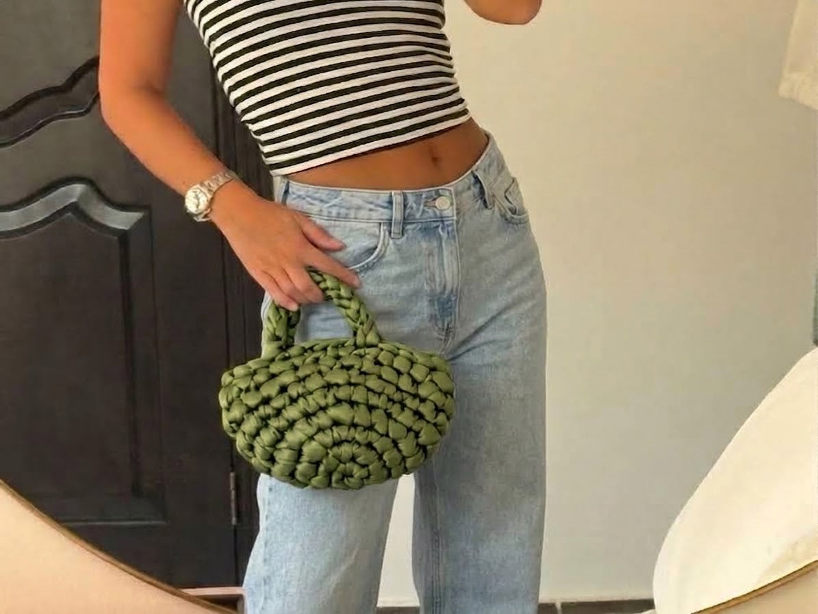 Bolso de Mano Kabosio Kairi Crochet Oliva