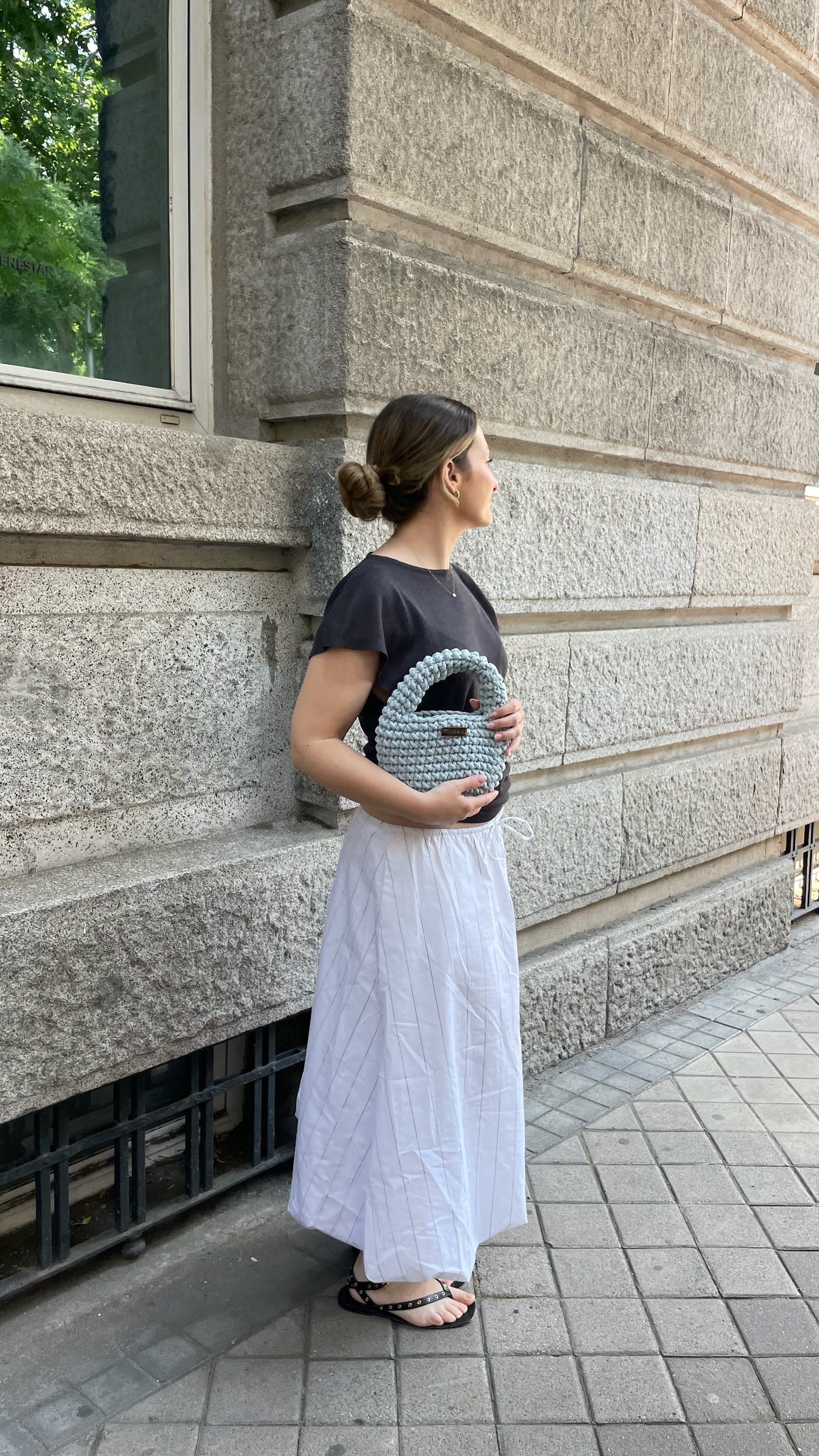 Bolso de Mano Kabosio Coco Crochet Baby-Blue