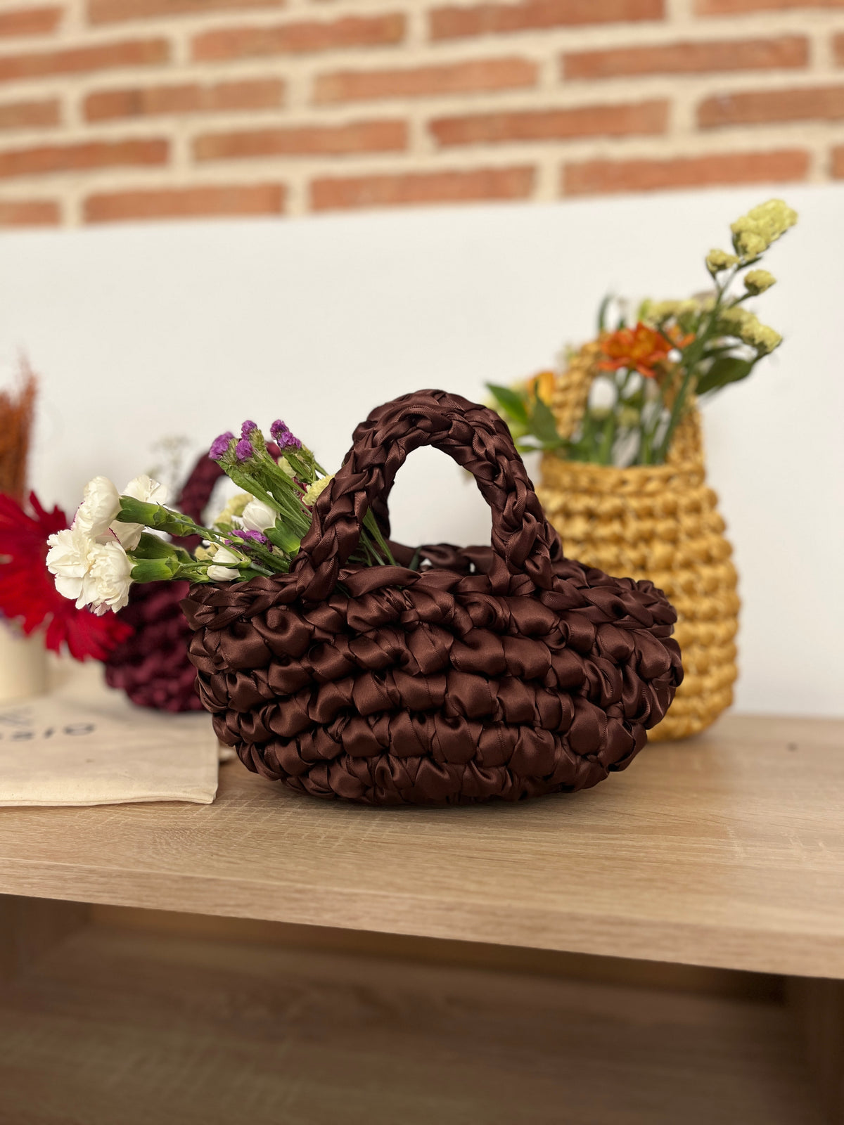 Bolso de Mano Kabosio Kairi Crochet Chocolate