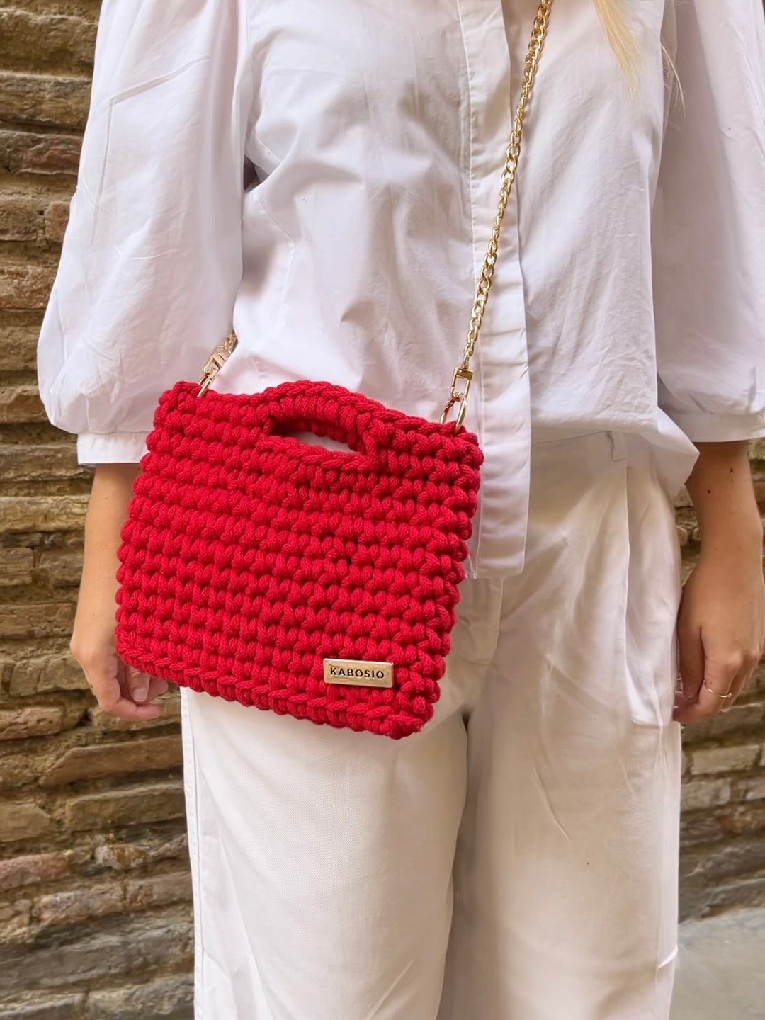 Bolso Bandolera Kabosio Mini Crochet Rojo