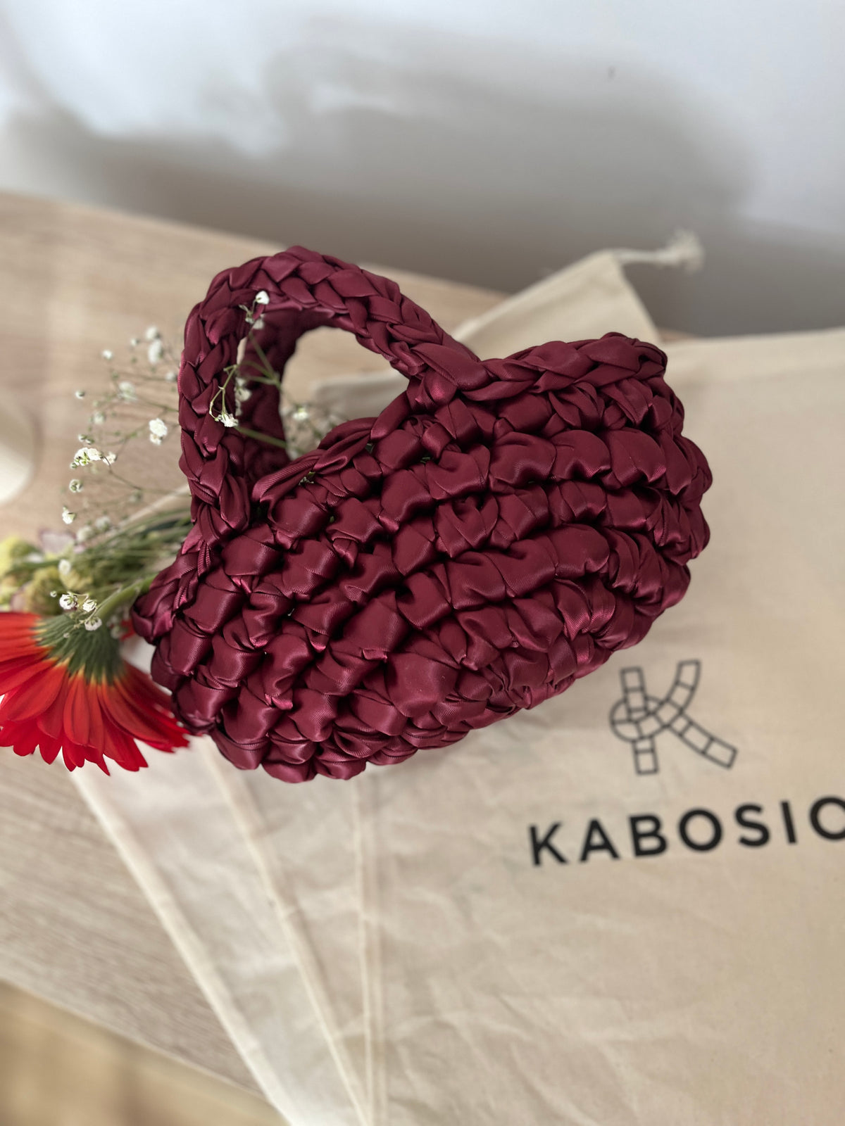 Bolso de Mano Kabosio Kairi Crochet Granate