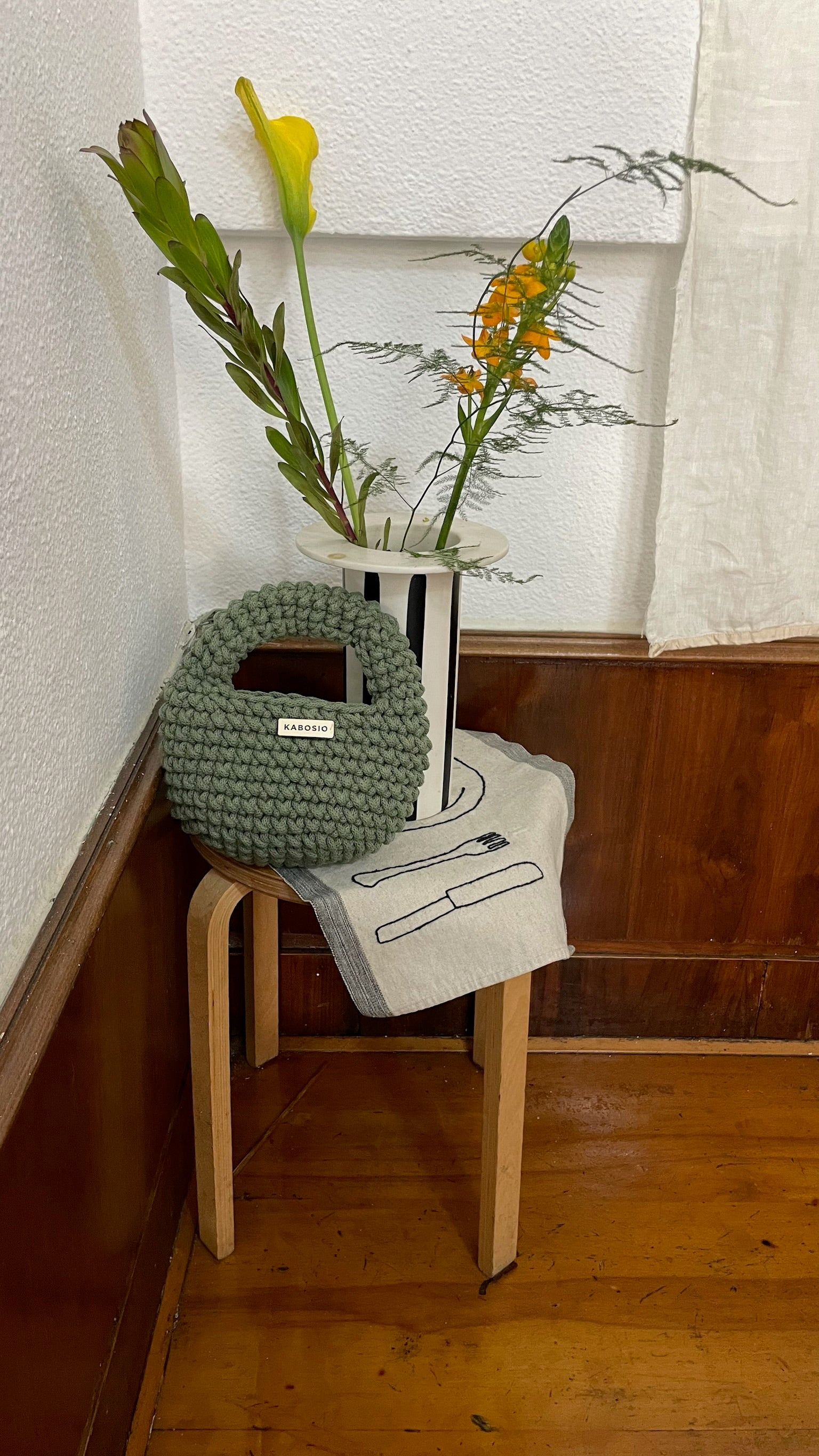 Bolso de Mano Kabosio Coco Crochet Eucalipto