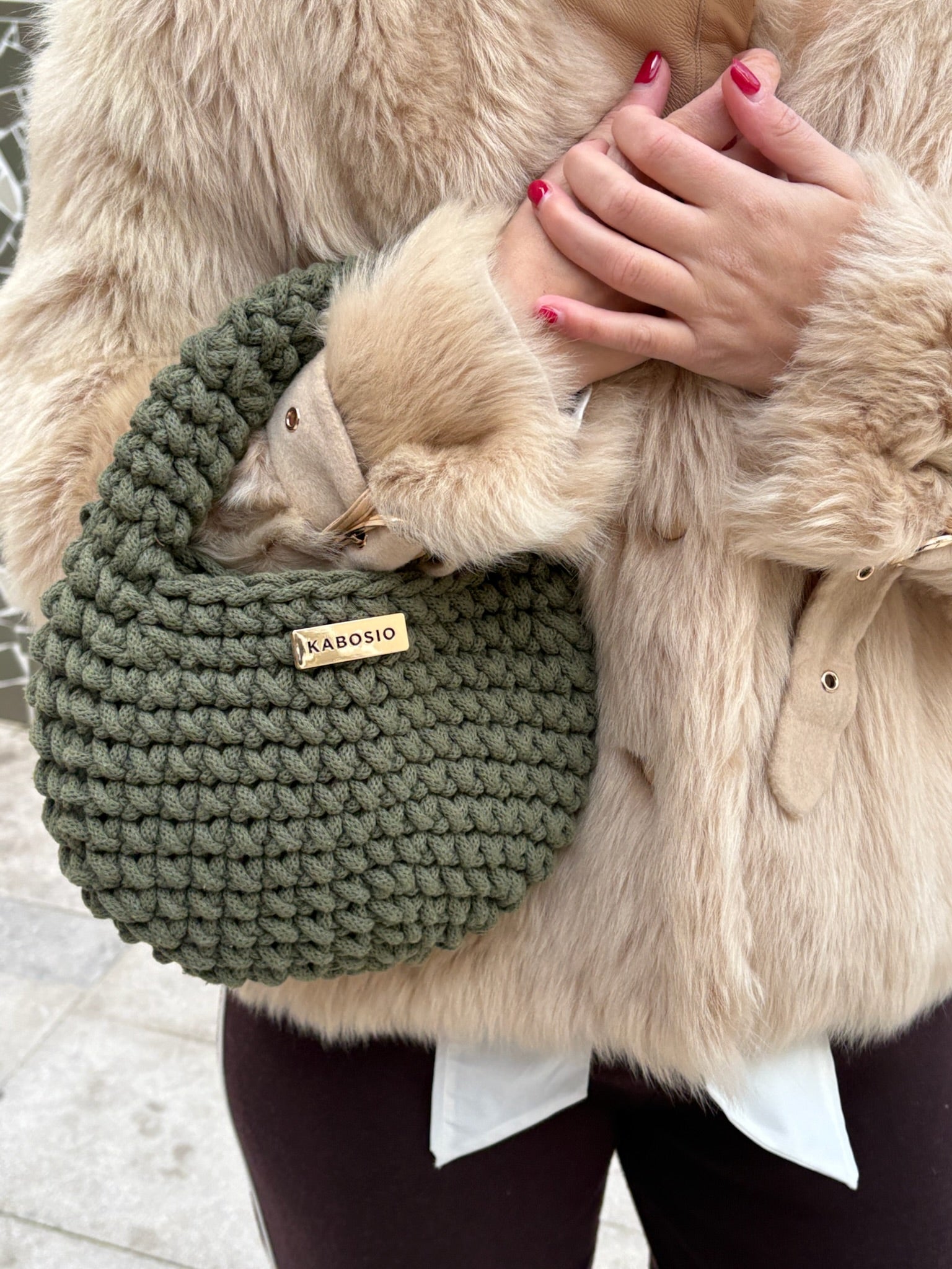 Bolso de Mano Kabosio Coco Crochet Aguacate