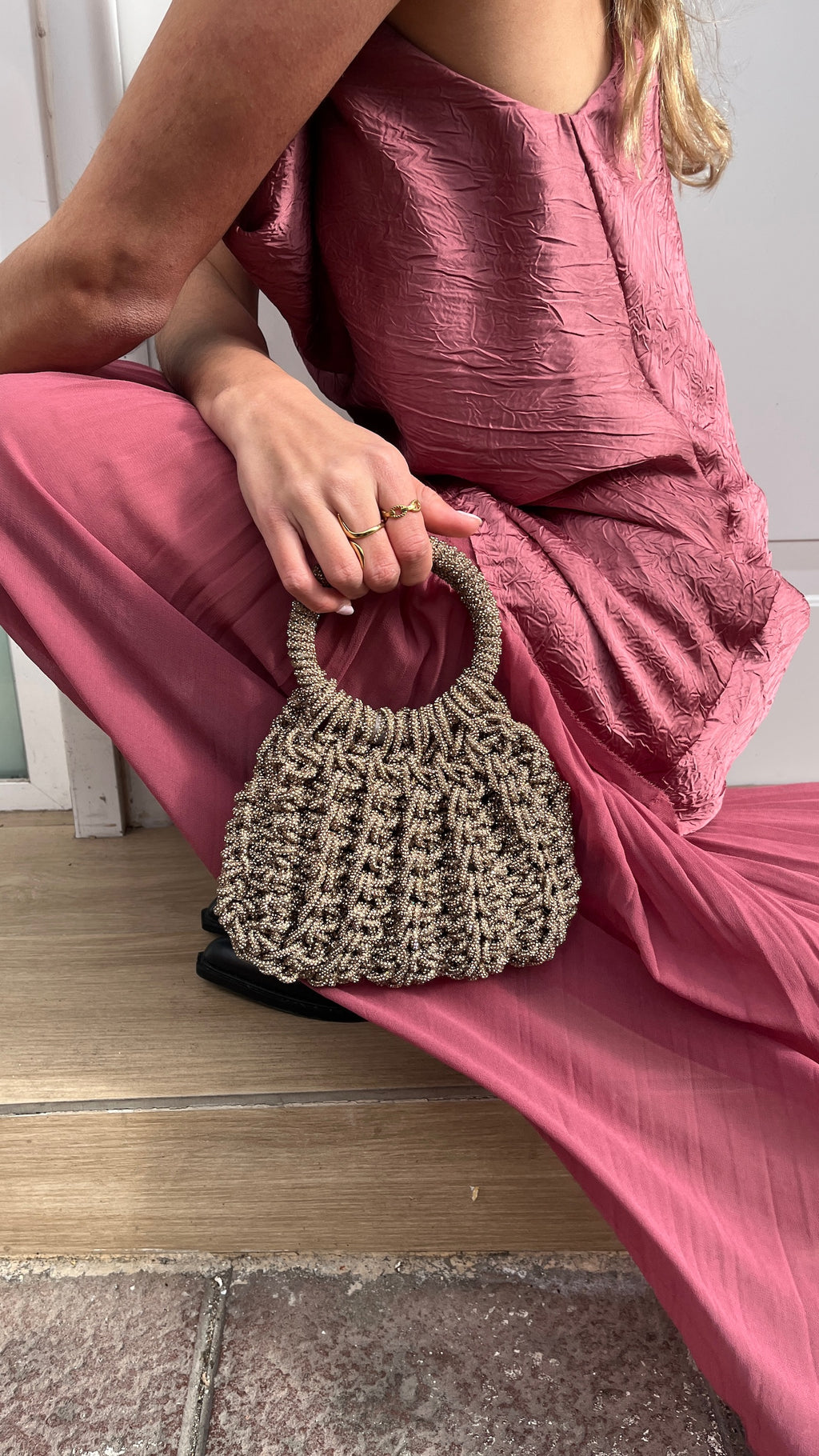 Bolso de Fiesta Kabosio Aura Crochet Oro