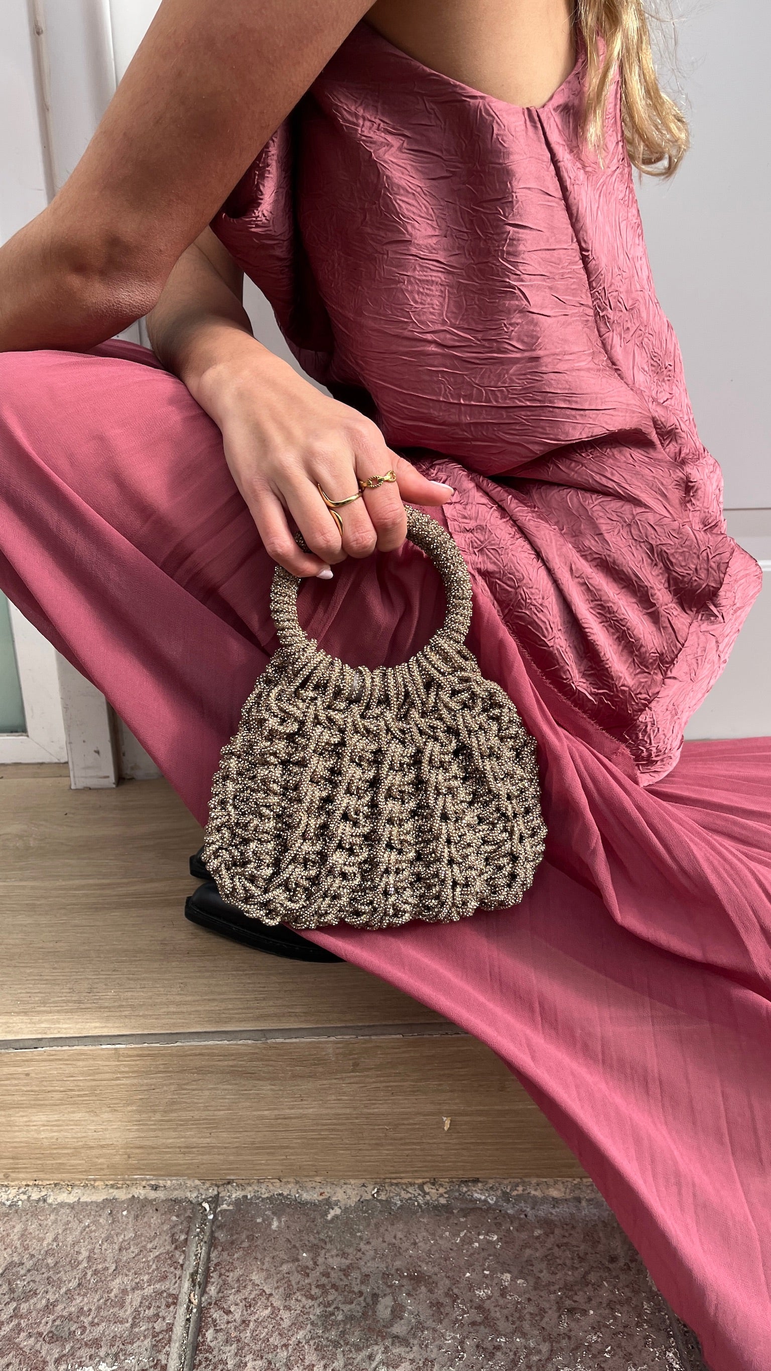 Bolso de Fiesta Kabosio Aura Crochet Oro