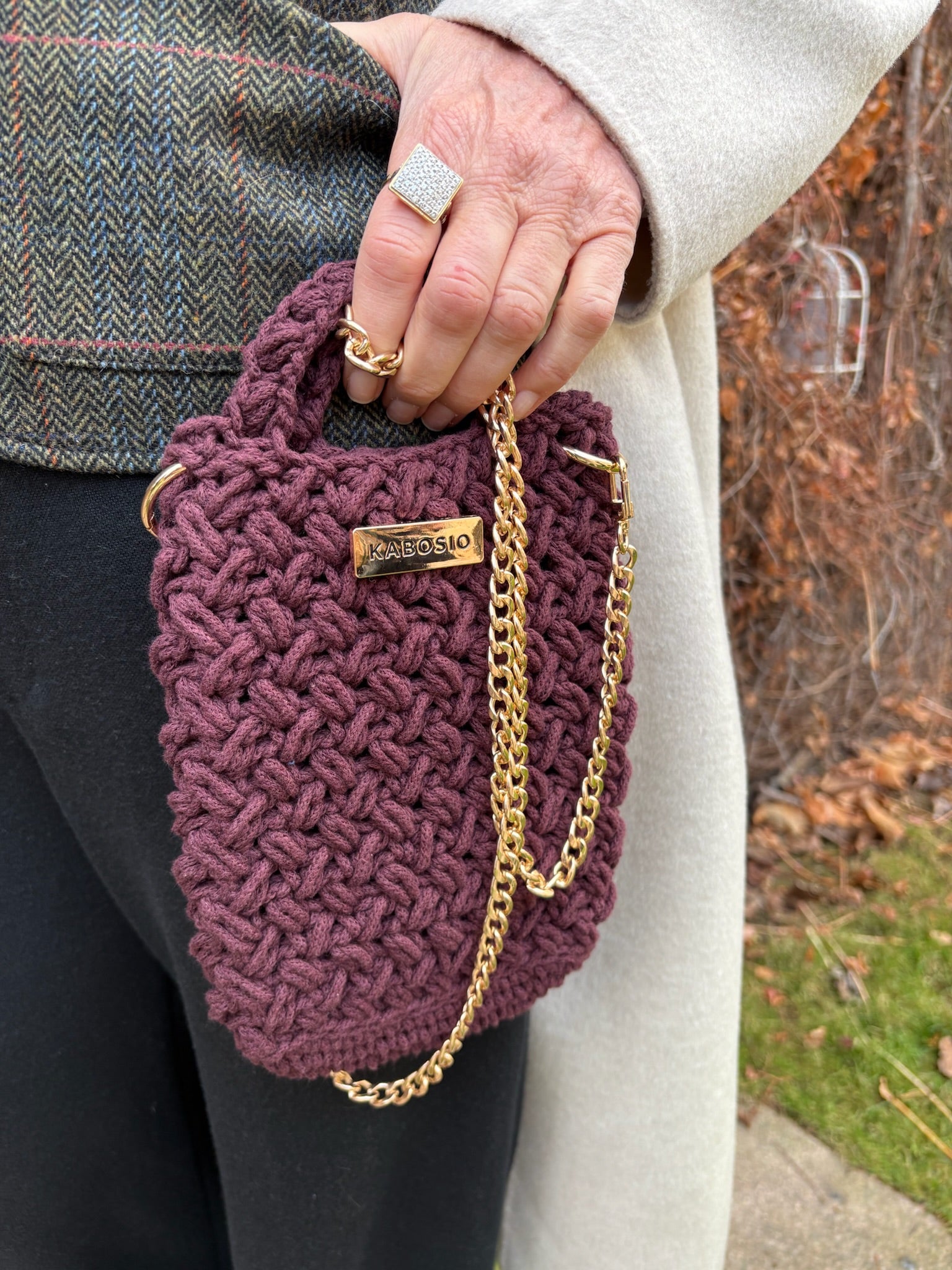 Bolso Bandolera Kabosio Hobo Crochet Granate