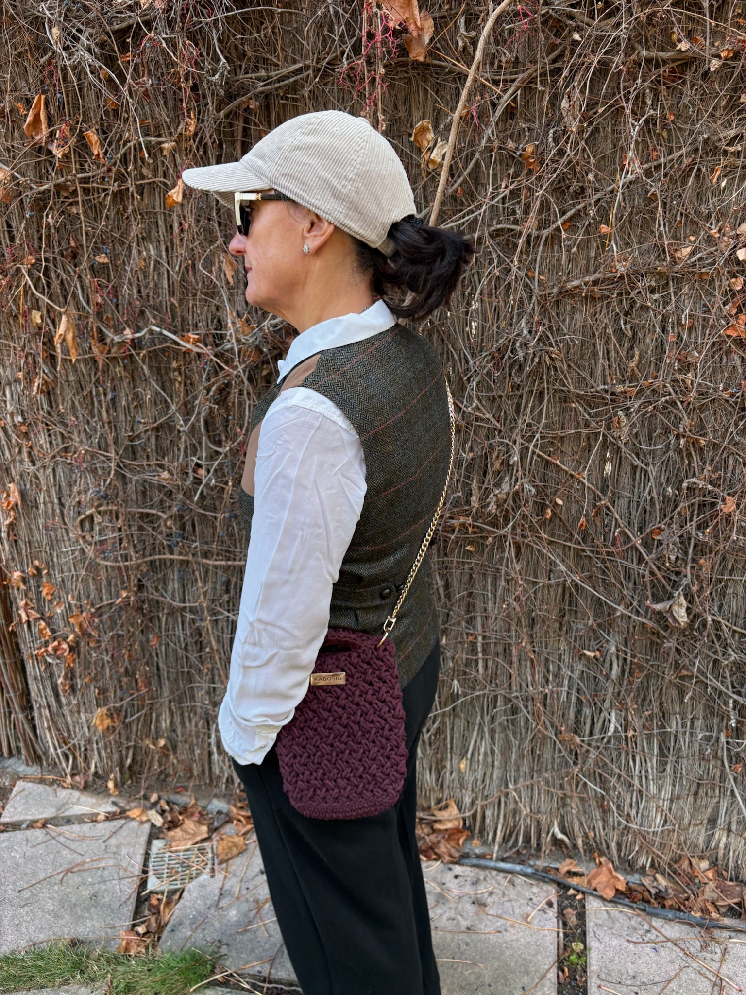 Bolso Bandolera Kabosio Hobo Crochet Granate