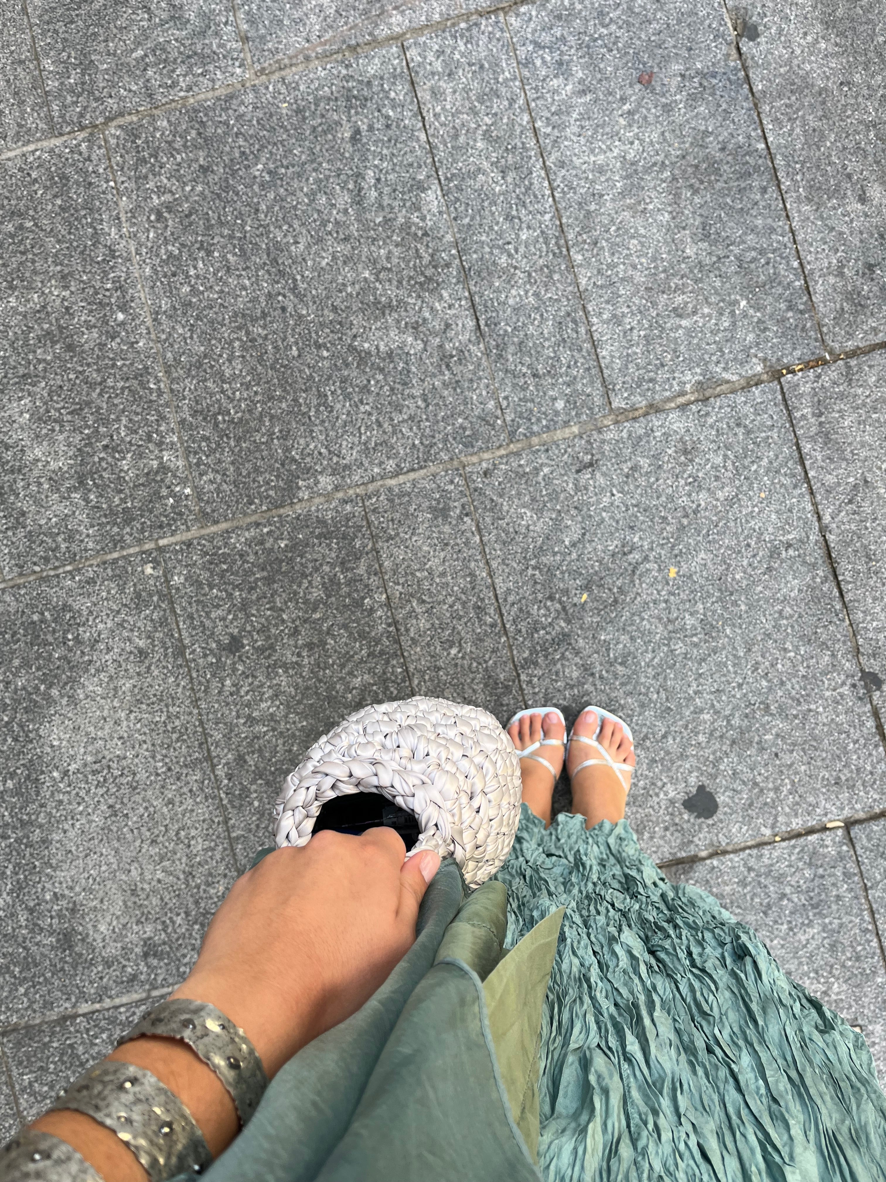 Bolso de Mano Kabosio Perla Crochet Plata