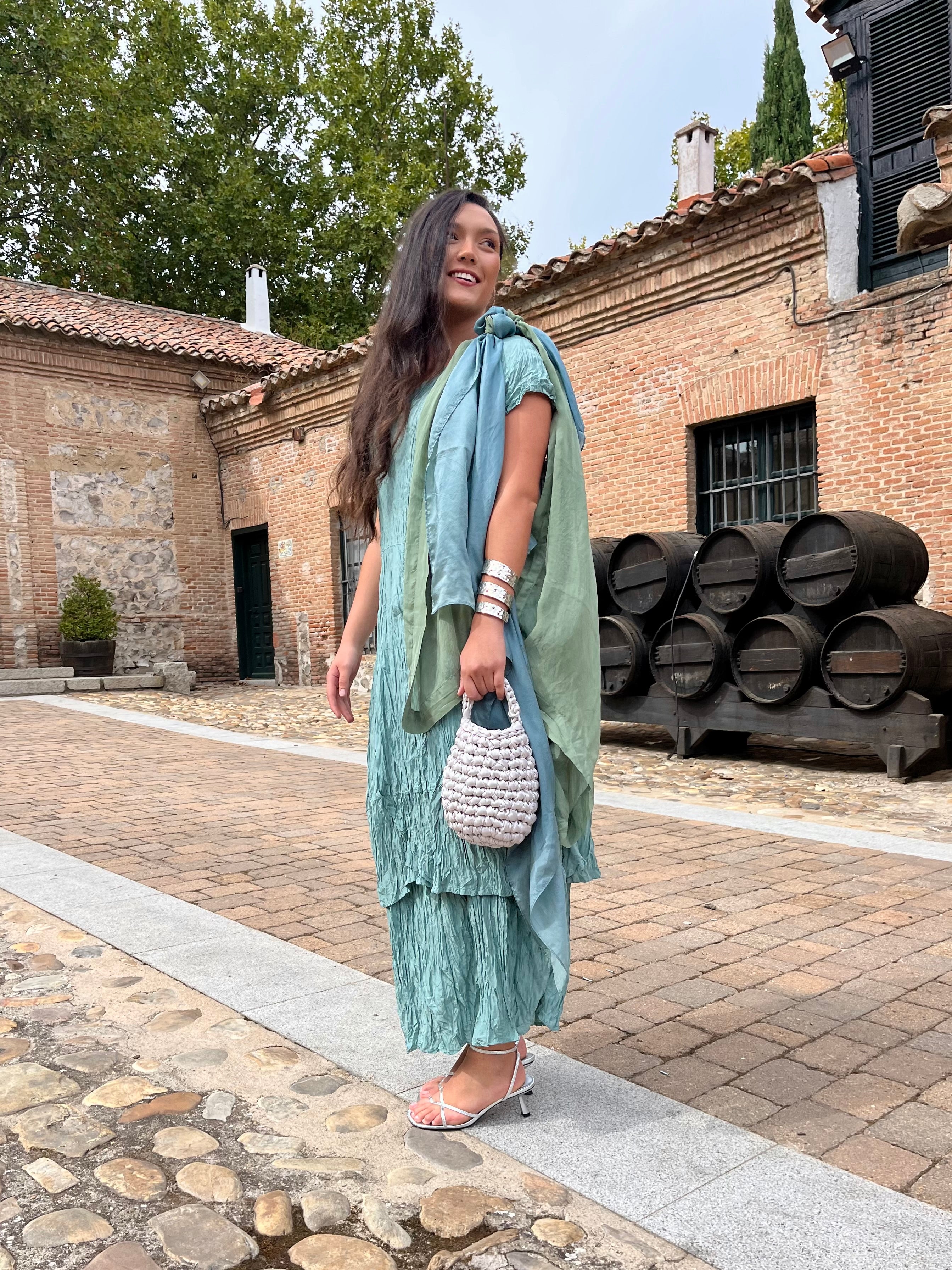 Bolso de Mano Kabosio Perla Crochet Plata