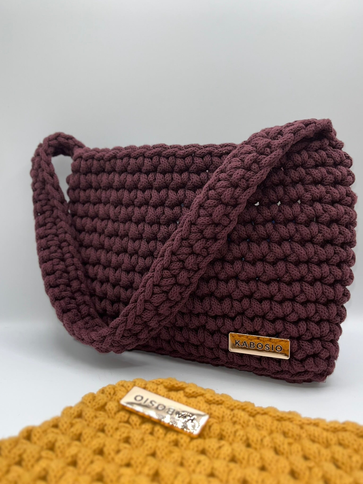 Bolso Hombro y Bandolera Kabosio Original Crochet Granate