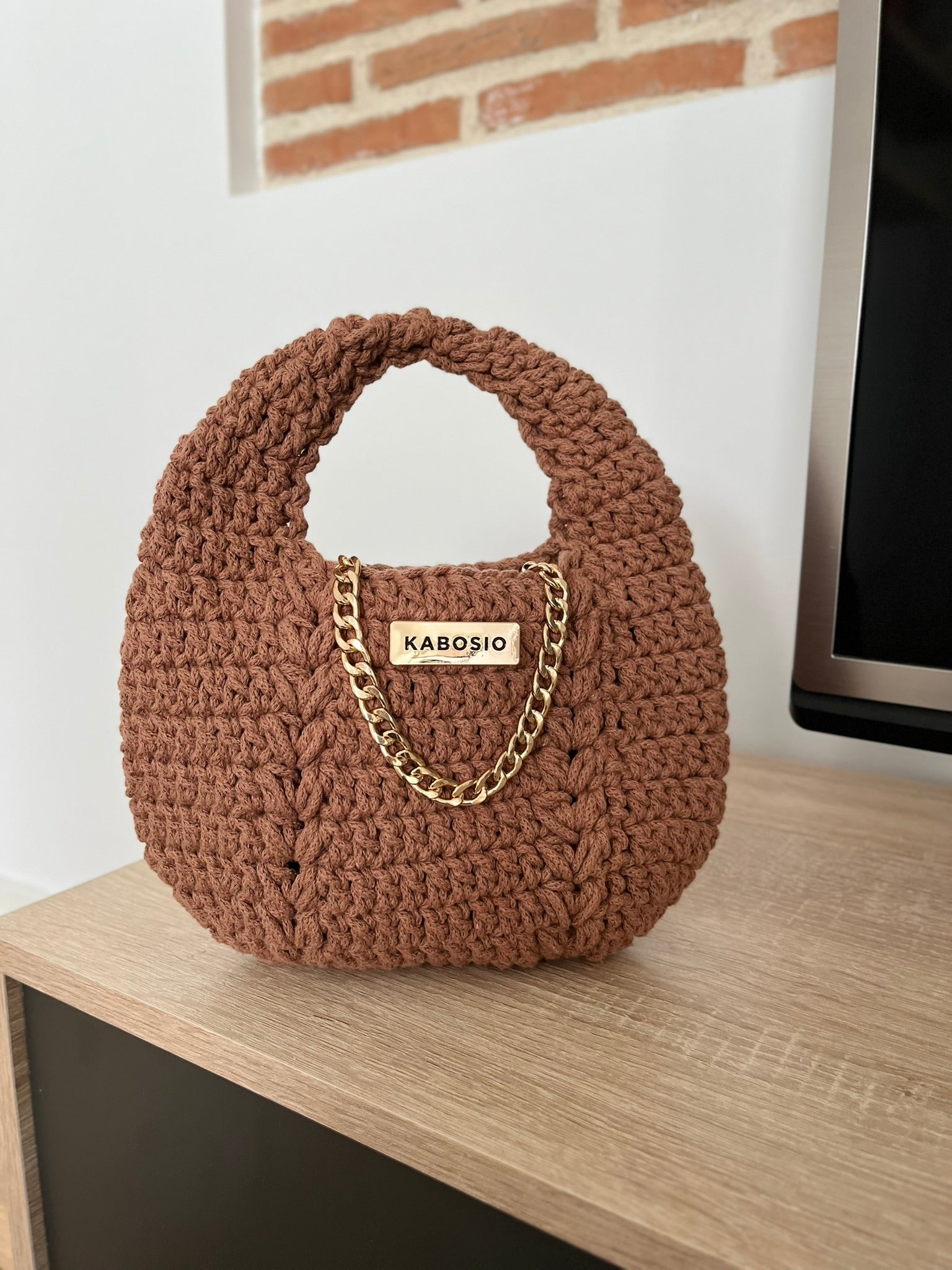 Bolso de Mano Kabosio Luna Crochet Avellana