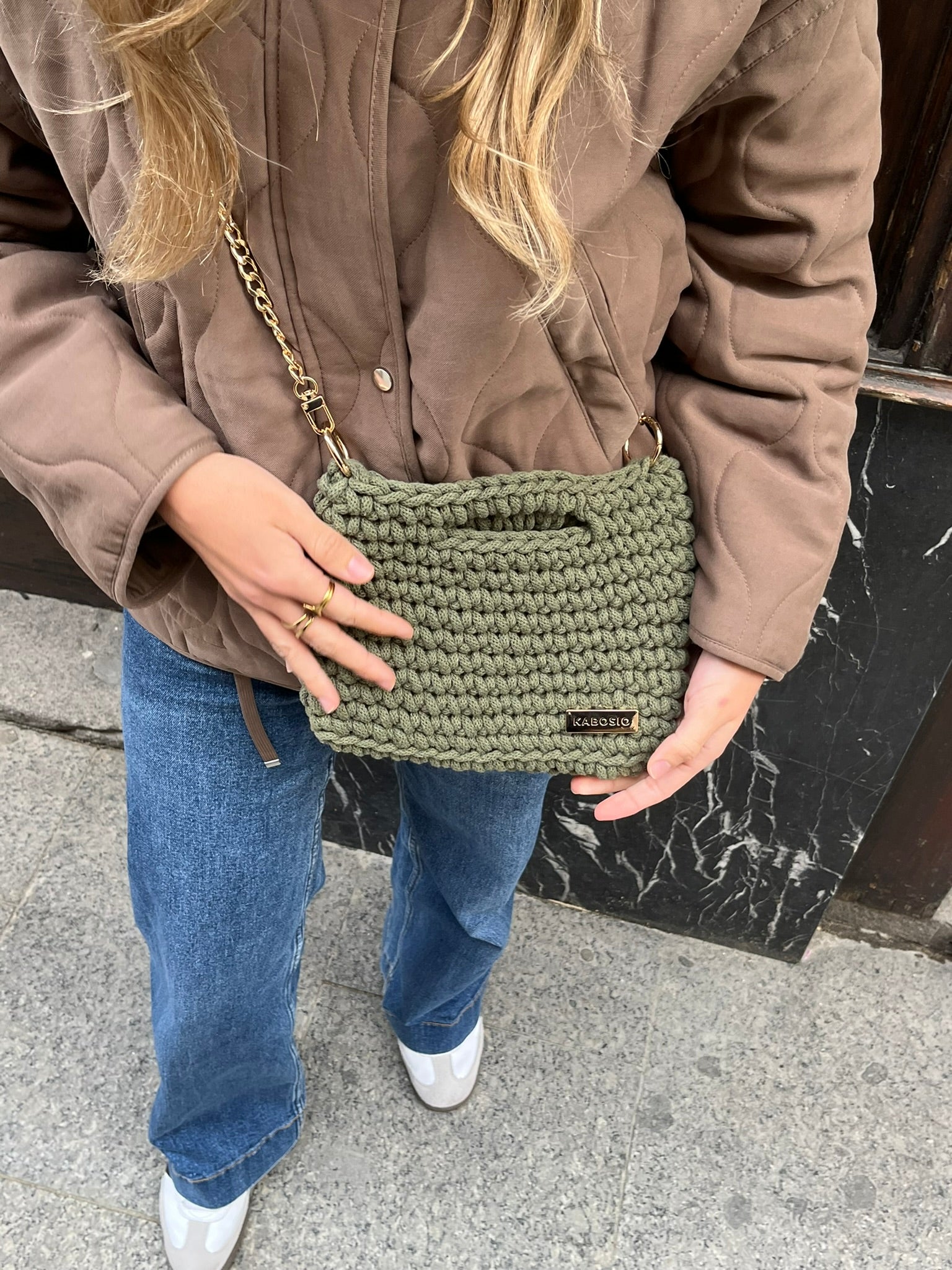 Bolso Bandolera Kabosio Mini Crochet Aguacate