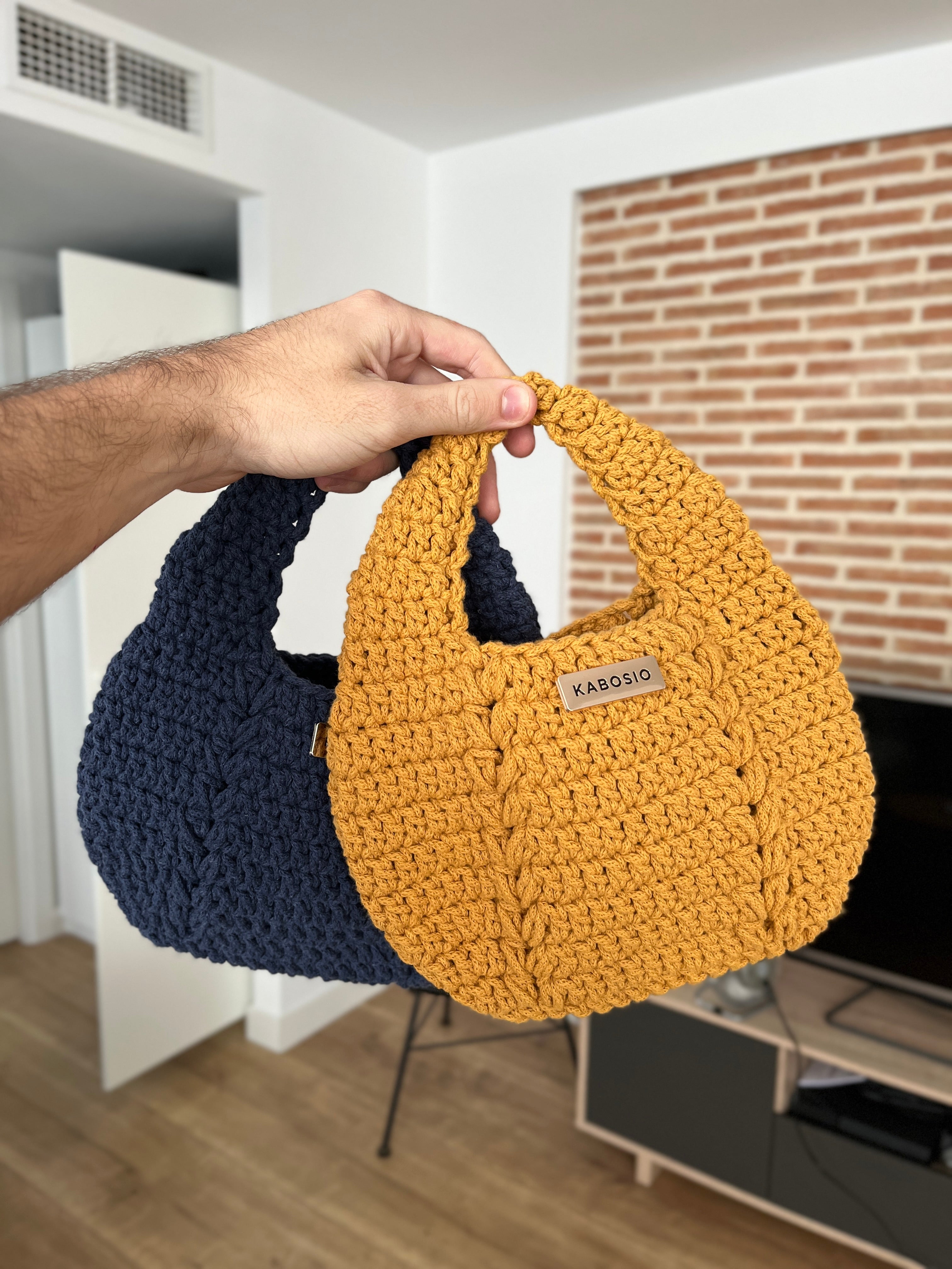 Bolso de Mano Kabosio Luna Crochet Mostaza