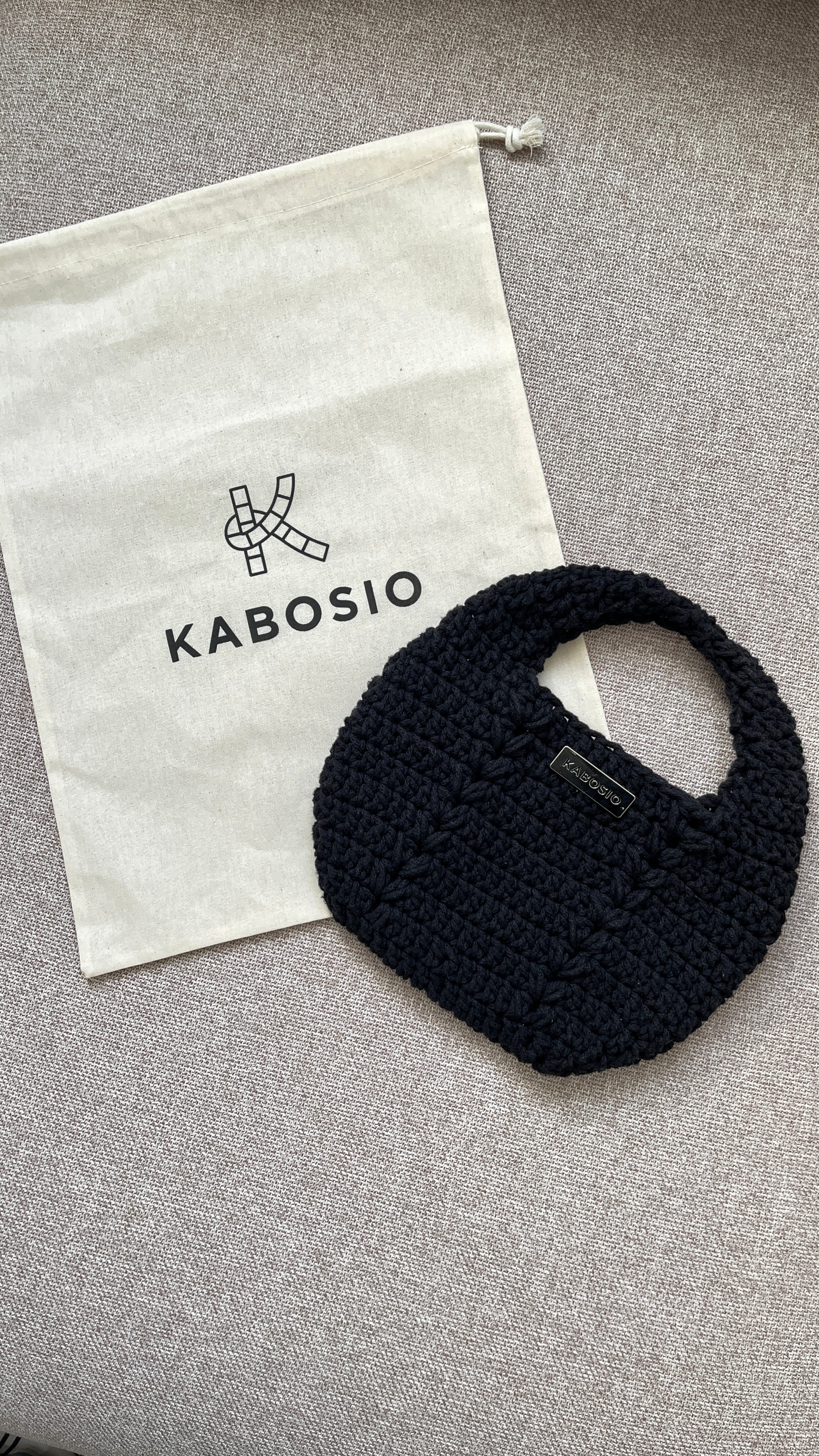 Bolso de Mano Kabosio Luna Crochet Negro