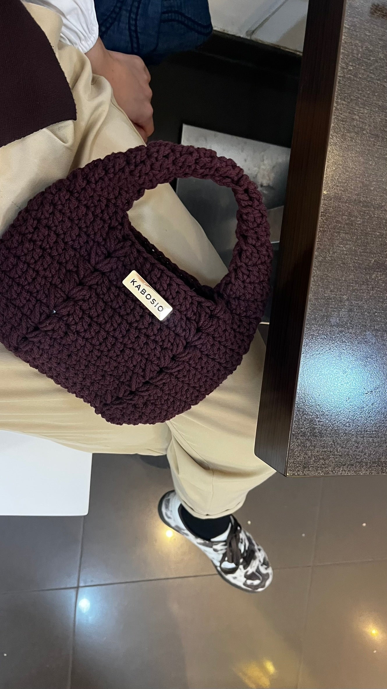 Bolso de Mano Kabosio Luna Crochet Granate
