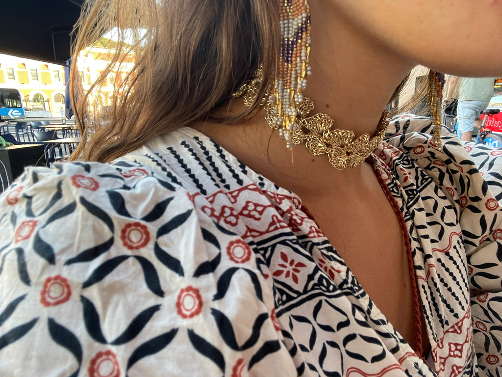 Choker Metalizado Crochet Oro