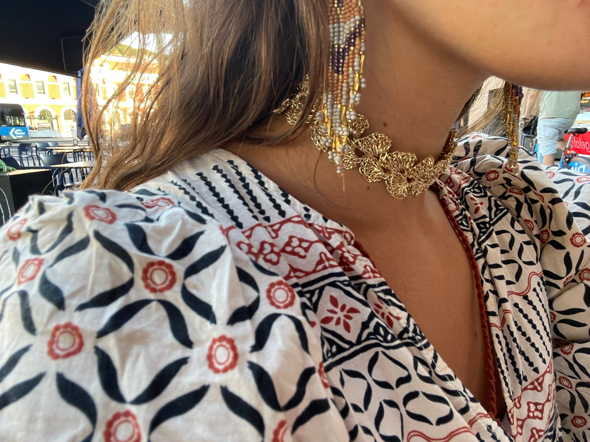Choker Metalizado Crochet Oro