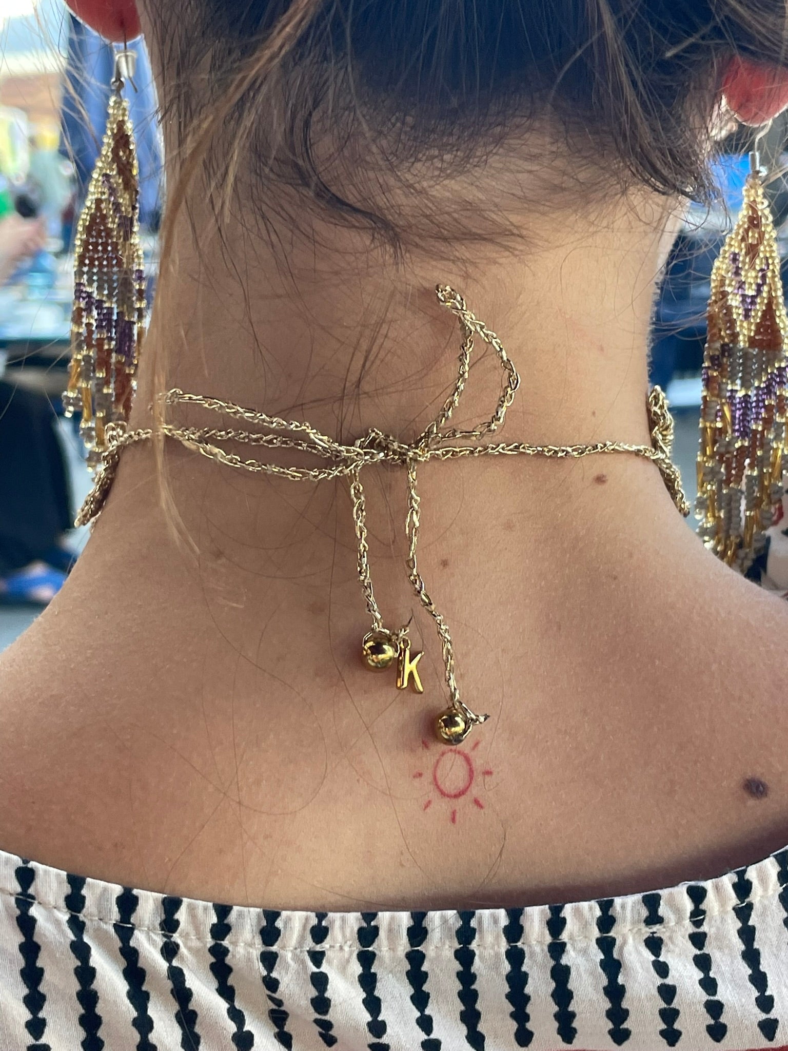 Choker Metalizado Crochet Oro