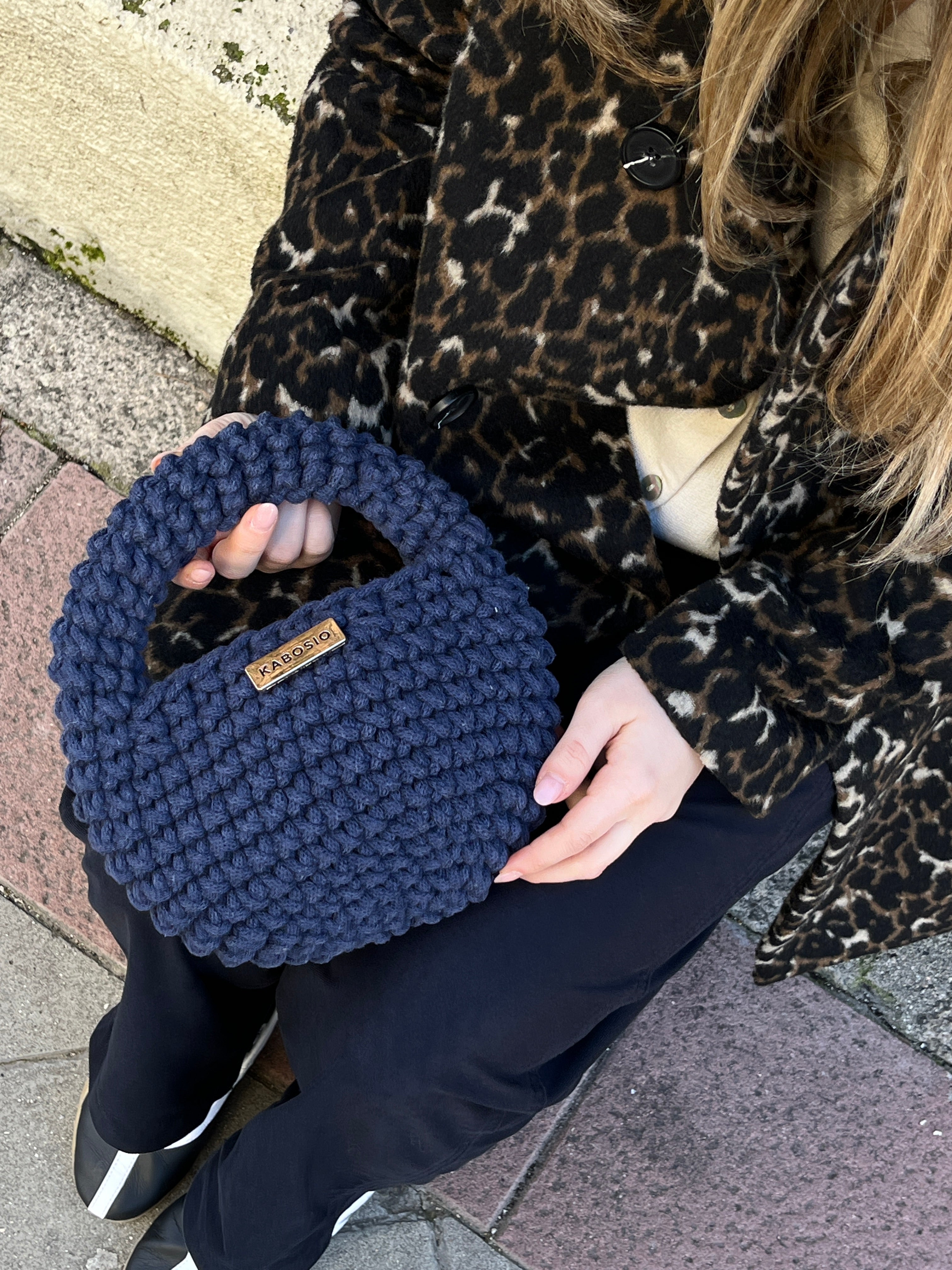 Bolso de Mano Kabosio Coco Crochet Vaquero