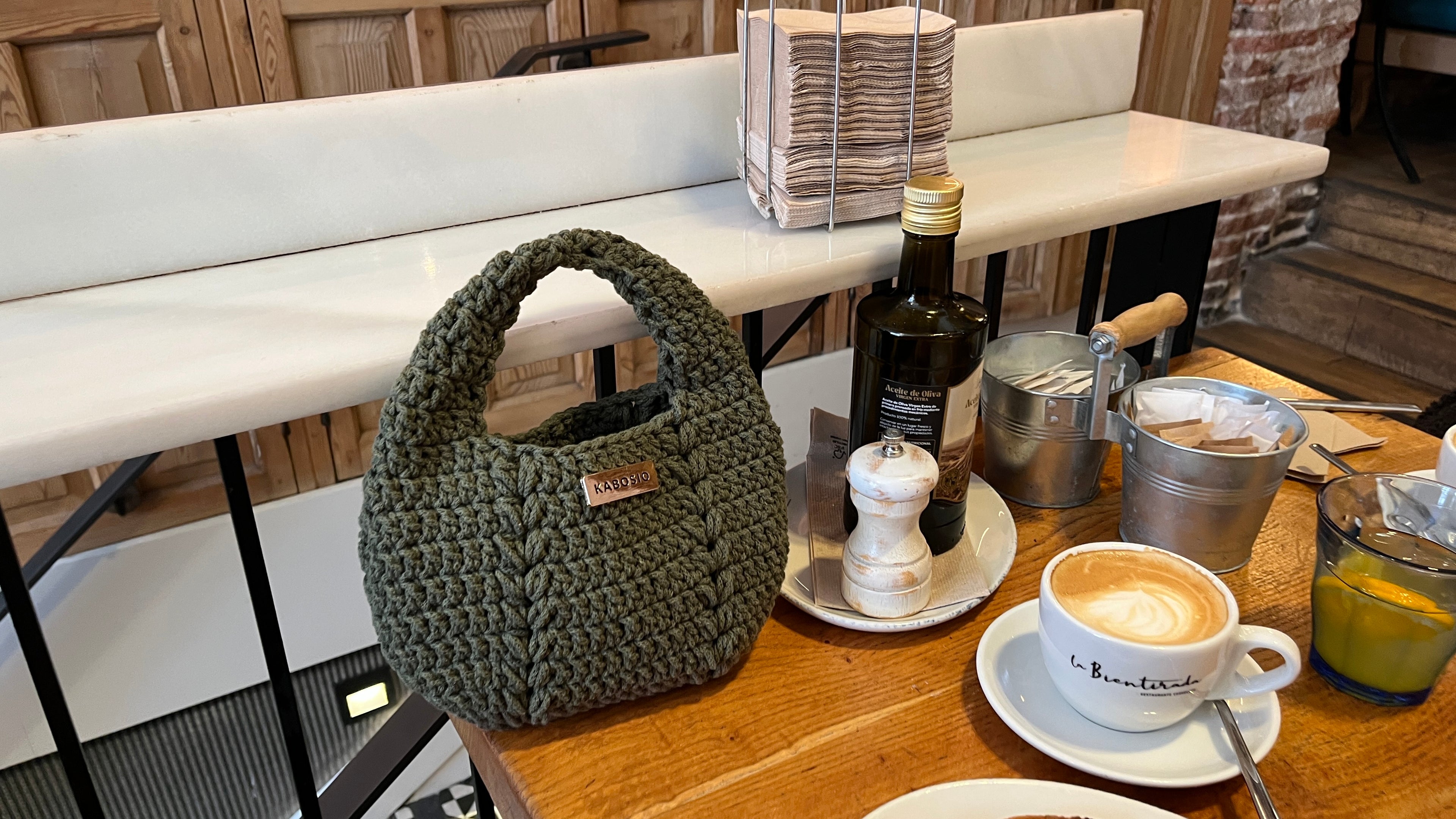 Bolso de Mano Kabosio Luna Crochet Aguacate