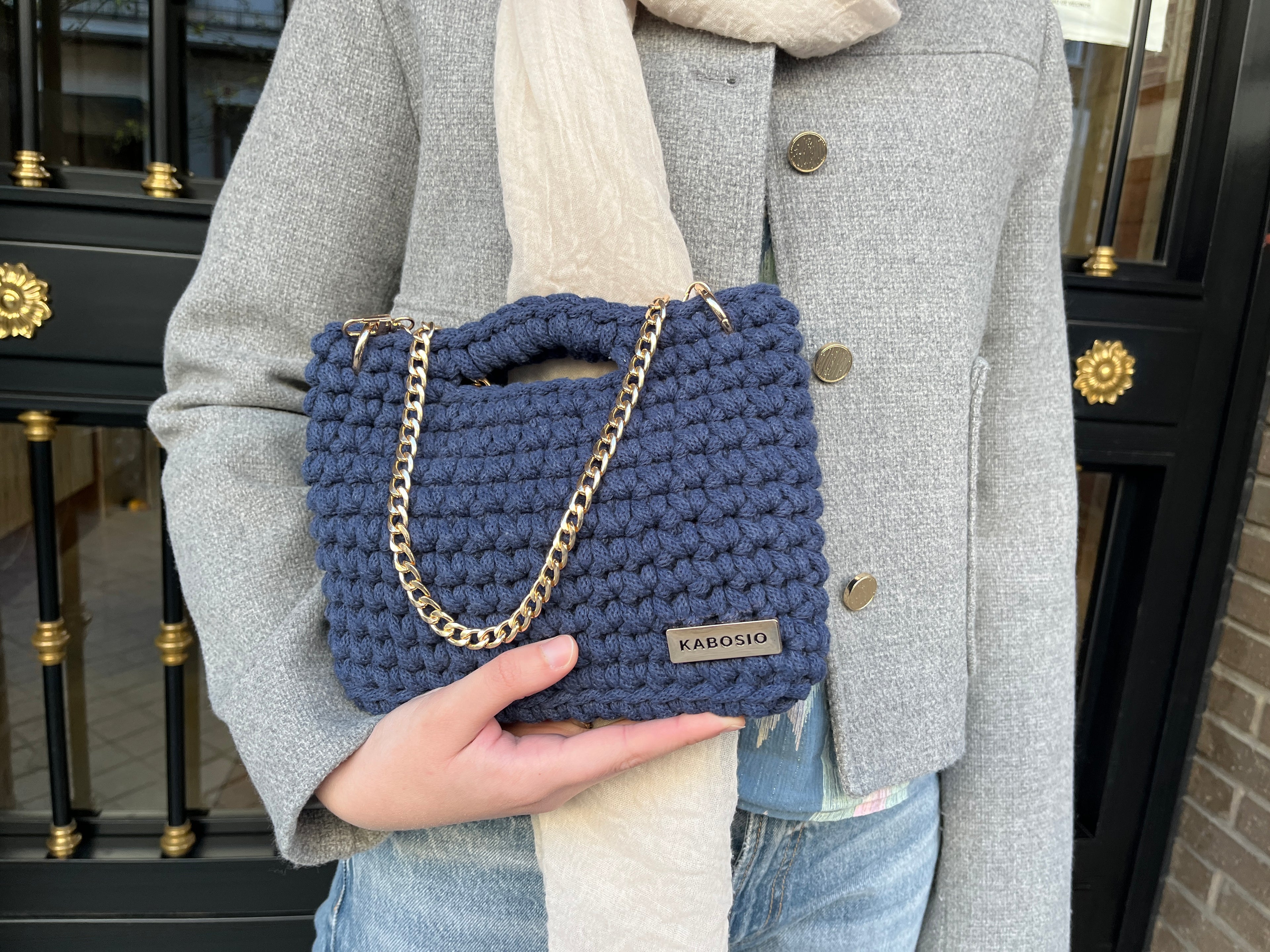 Bolso Bandolera Kabosio Mini Crochet Vaquero