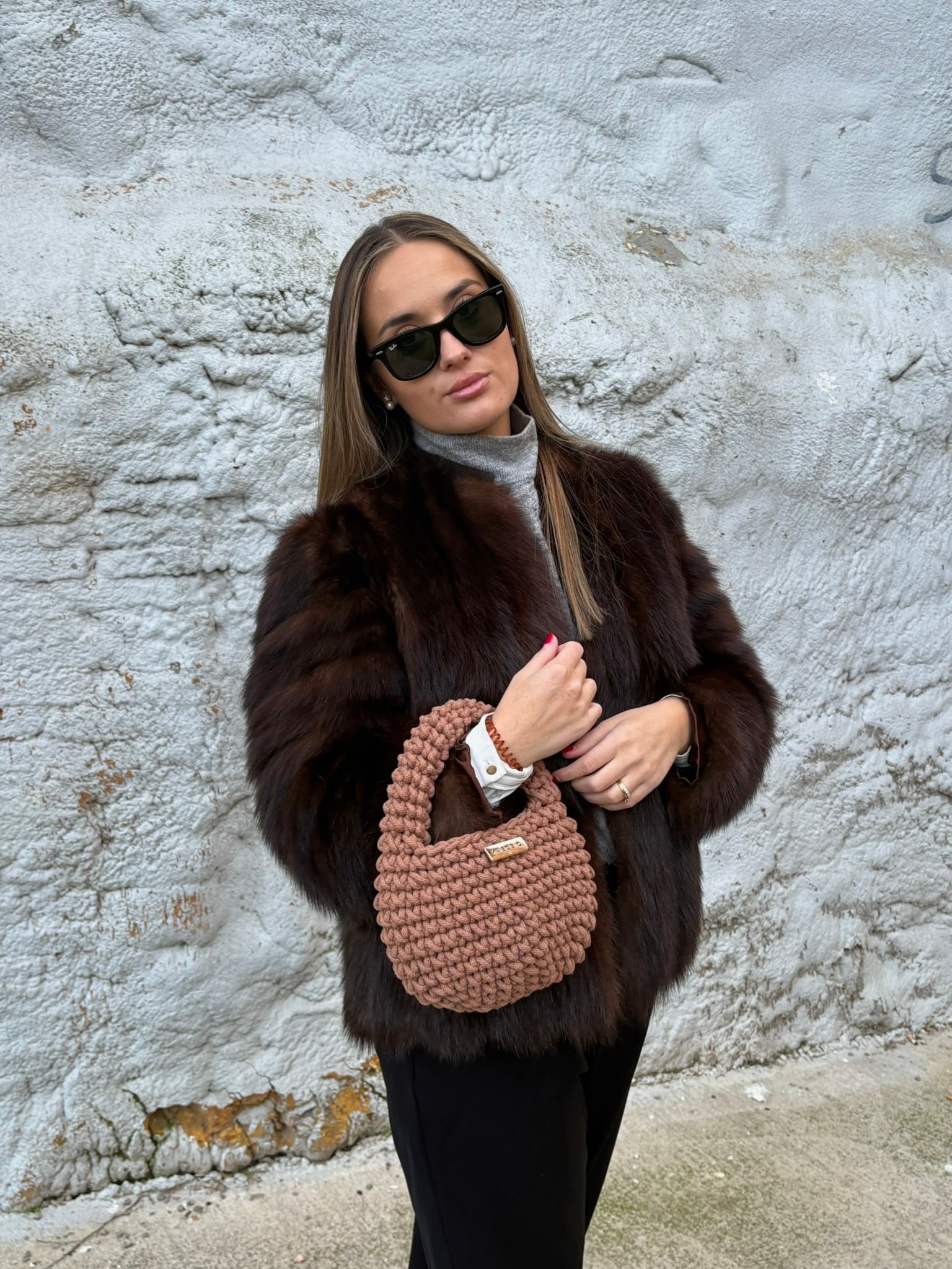 Bolso de Mano Kabosio Coco Crochet Avellana