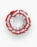 Coletero Scrunchie de Crochet Blanco-Rojo
