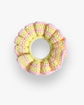 Coletero Scrunchie de Crochet Amarillo-Rosa