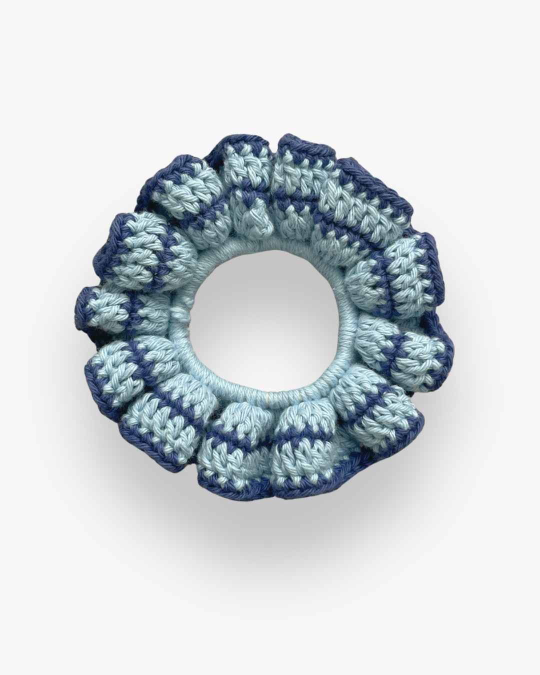 Coletero Scrunchie de Crochet Azul