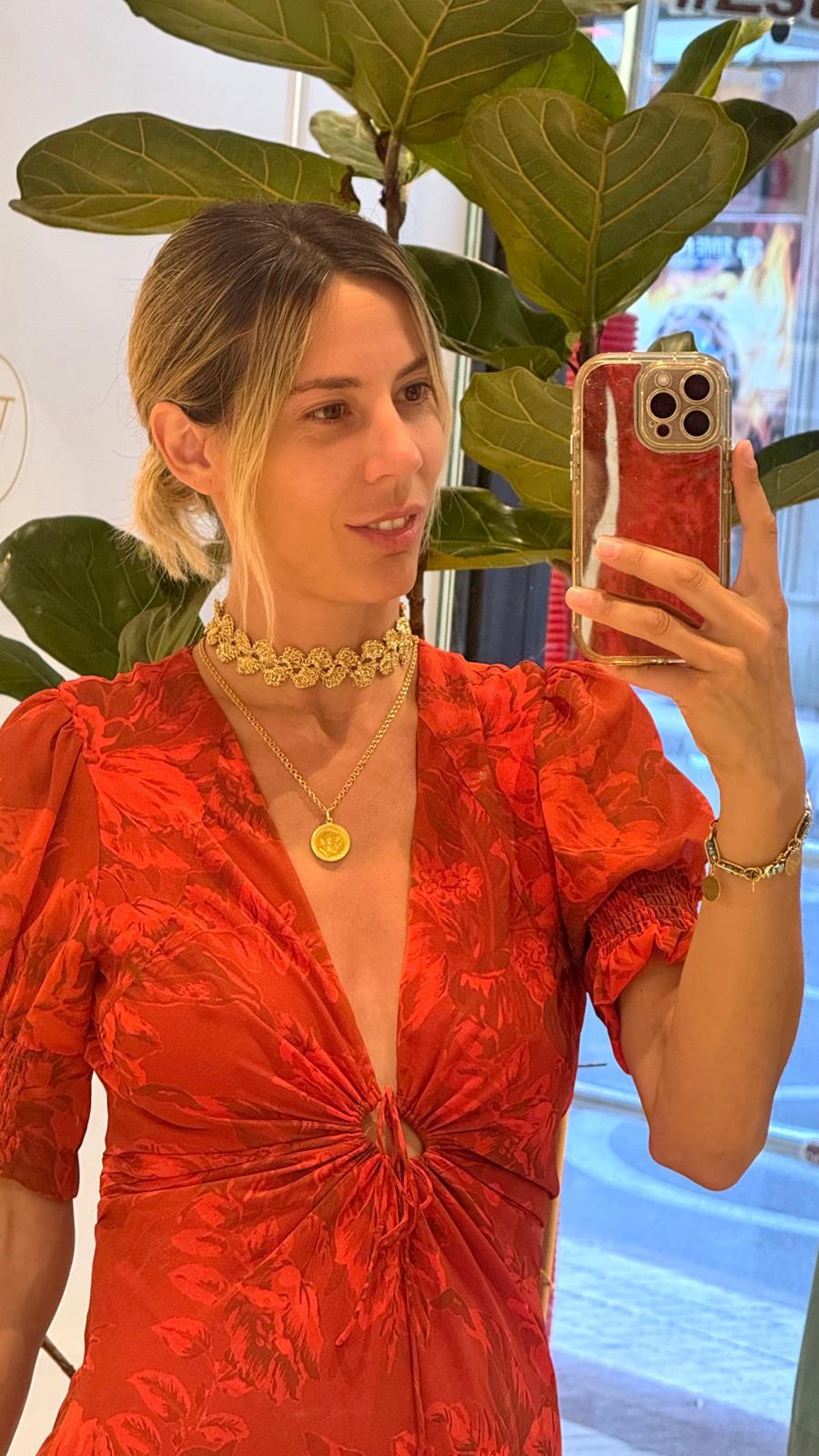 Choker Metalizado Crochet Oro