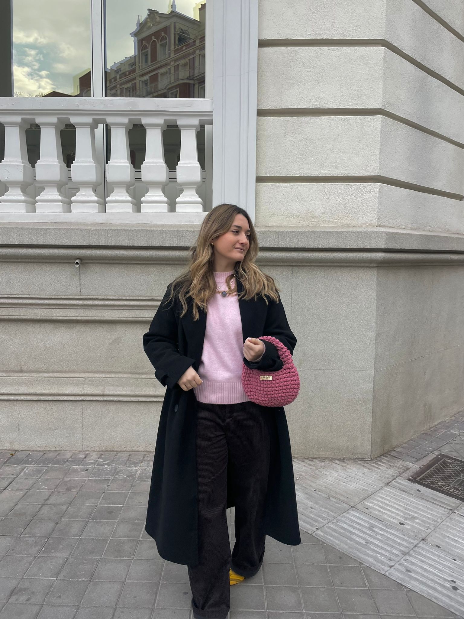 Bolso de Mano Kabosio Coco Crochet Rosa