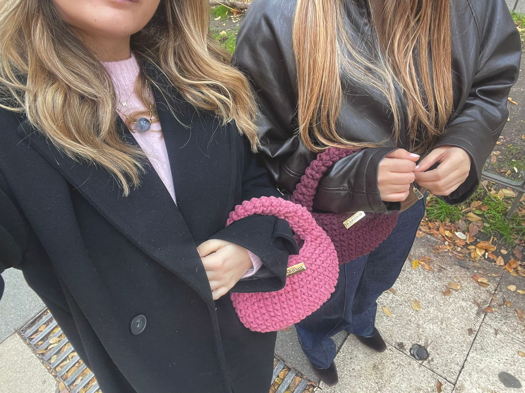 Bolso de Mano Kabosio Coco Crochet Granate