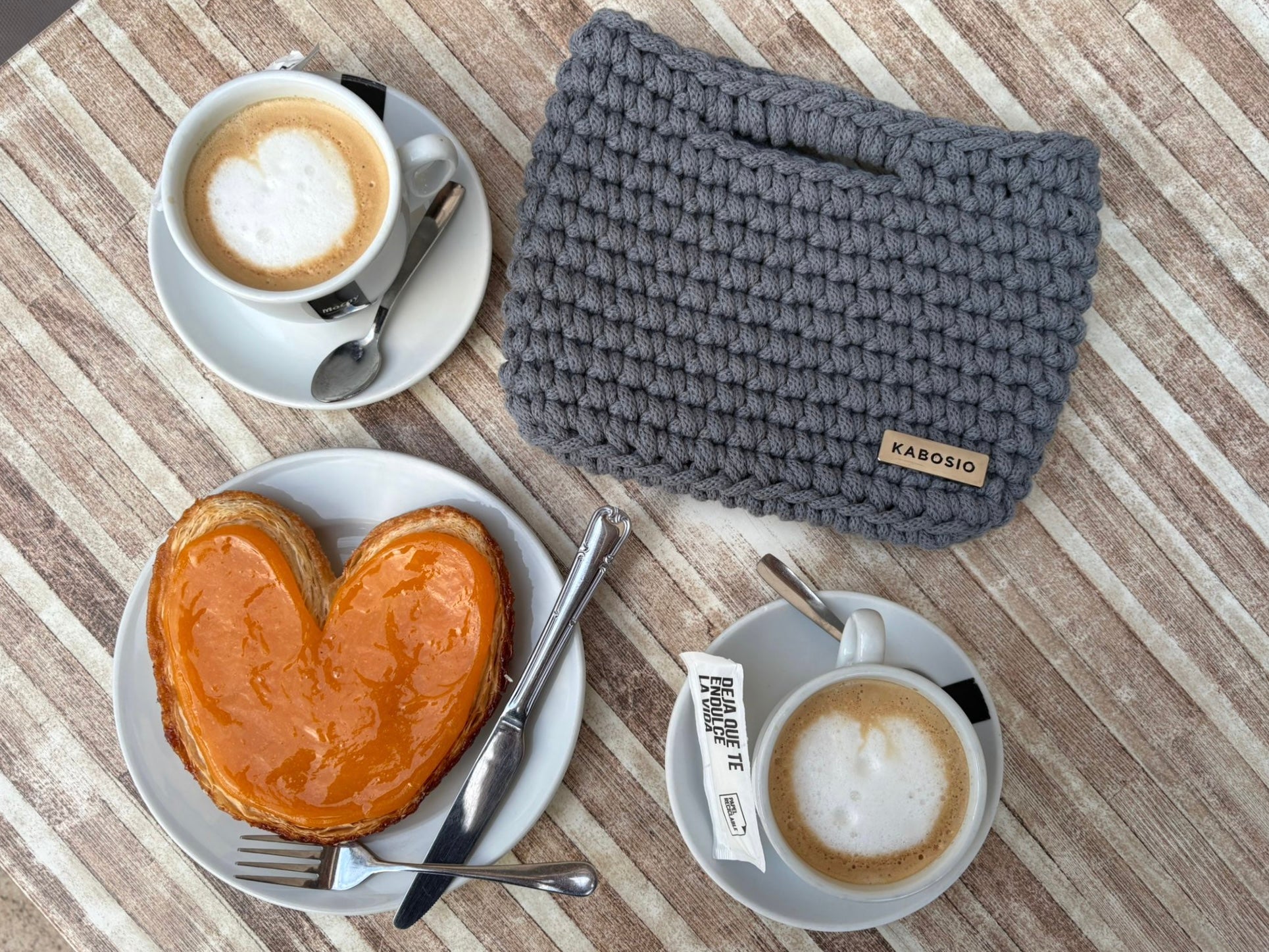 Bolso Bandolera Kabosio Mini Crochet Gris