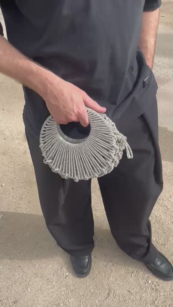 Bolso de Fiesta Kabosio Eclipse Macramé Plata